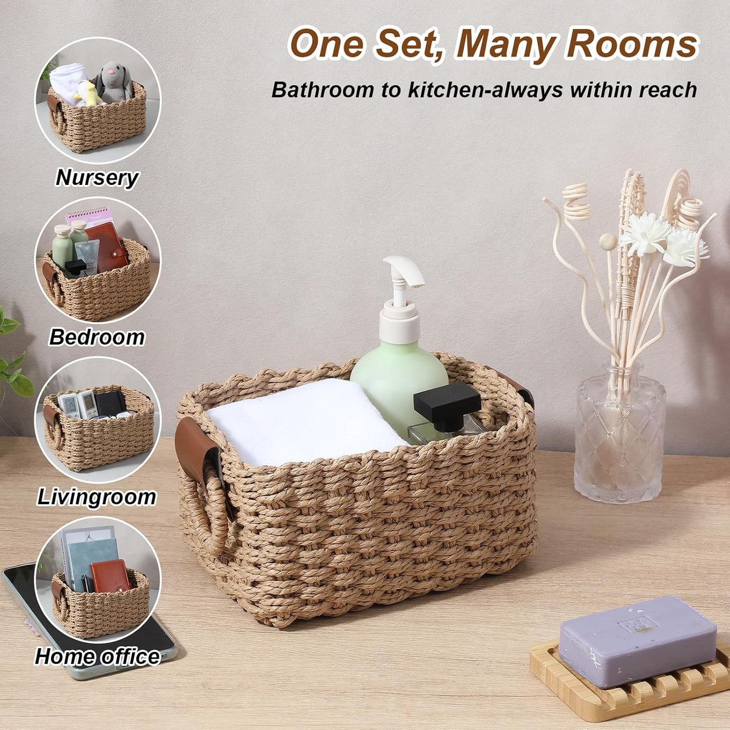 3 Piece Woven Storage Basket Set