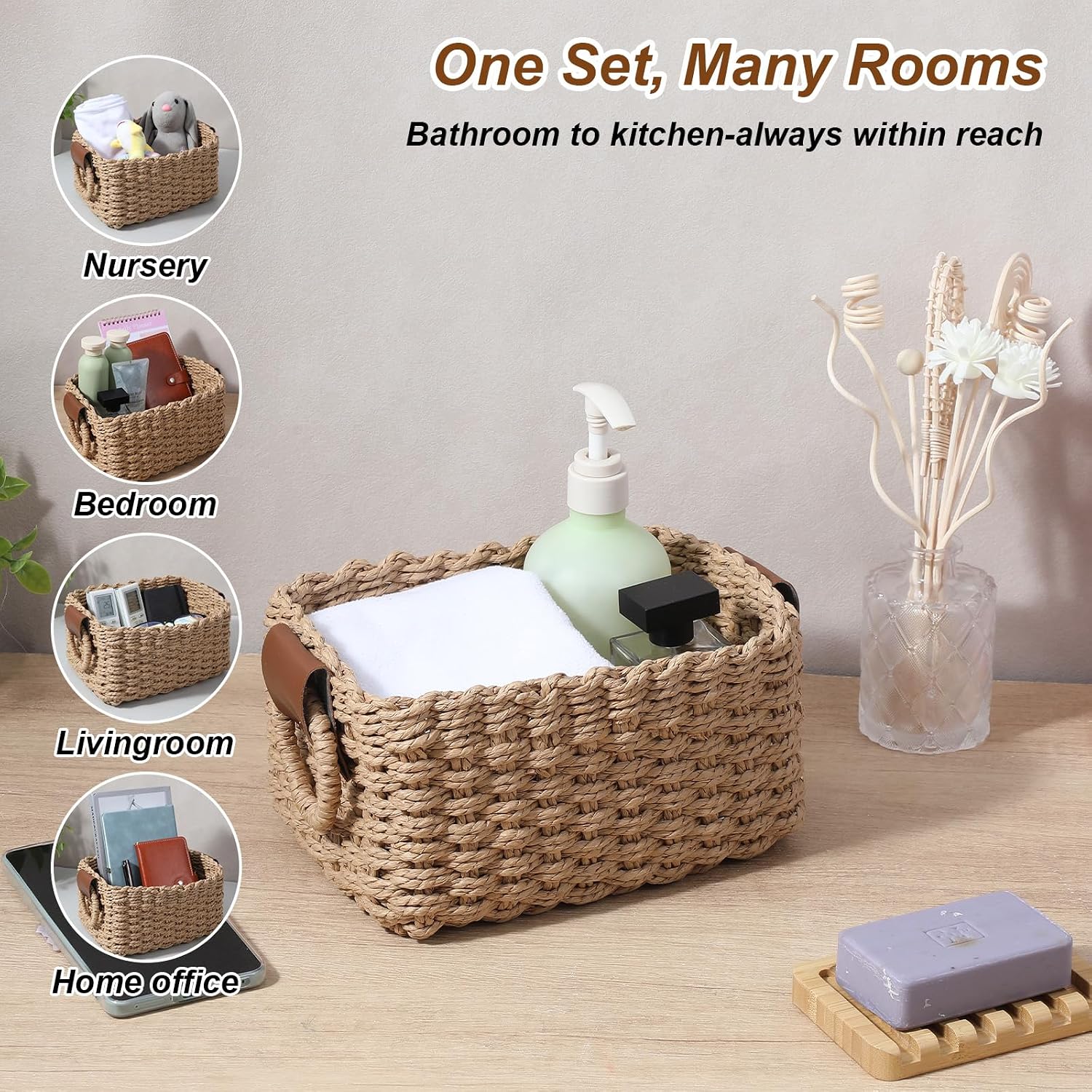 3 Piece Woven Storage Basket Set