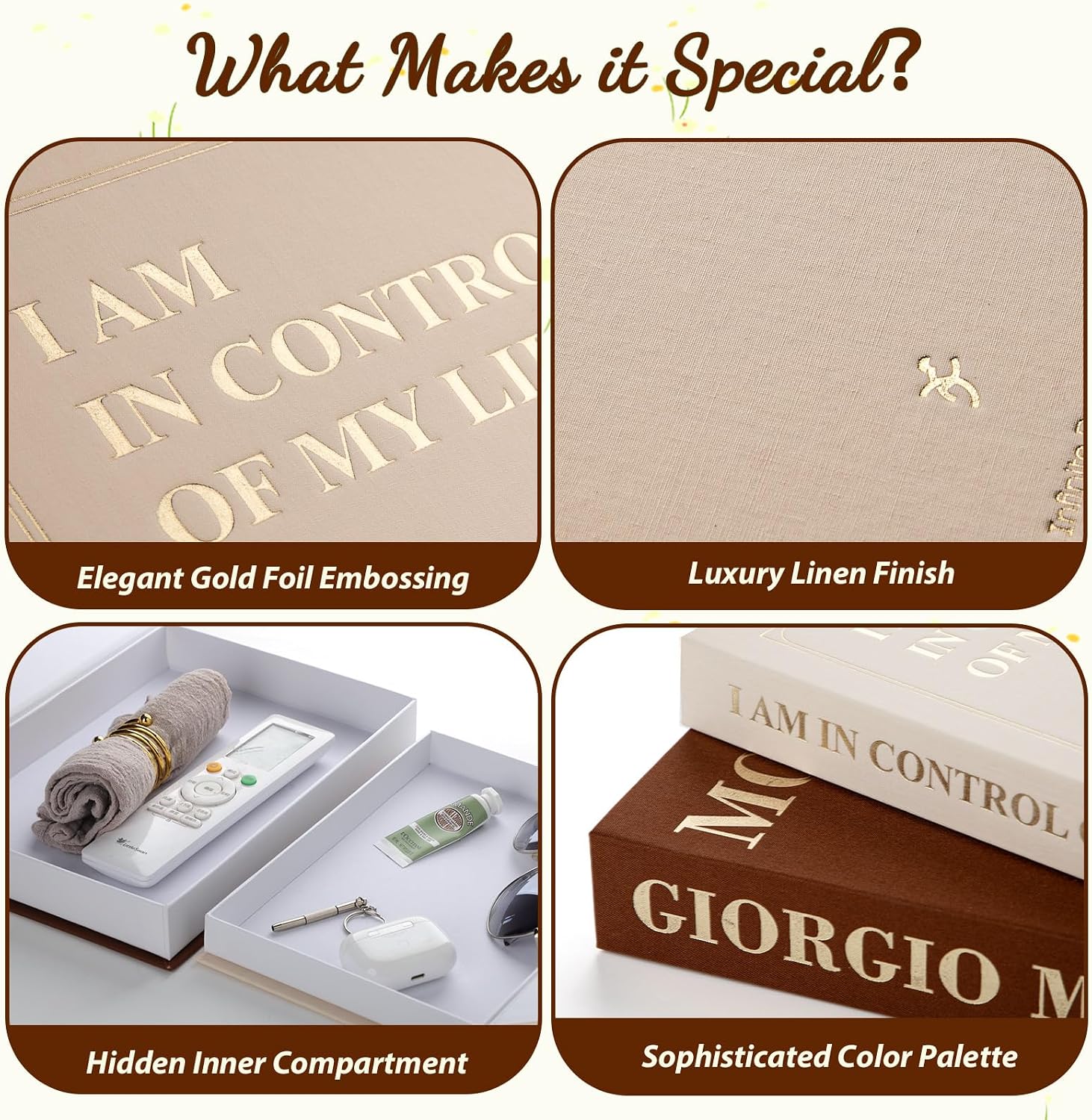 Modern Faux Decor Book for Decoration / Brown-beige