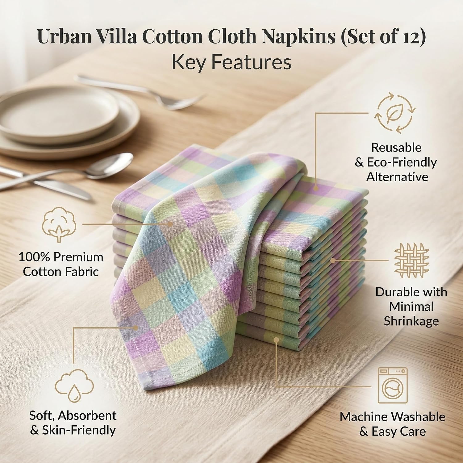 Urban Villa Cloth Napkins Cotton 20x20 (Set of 12) Lagyp