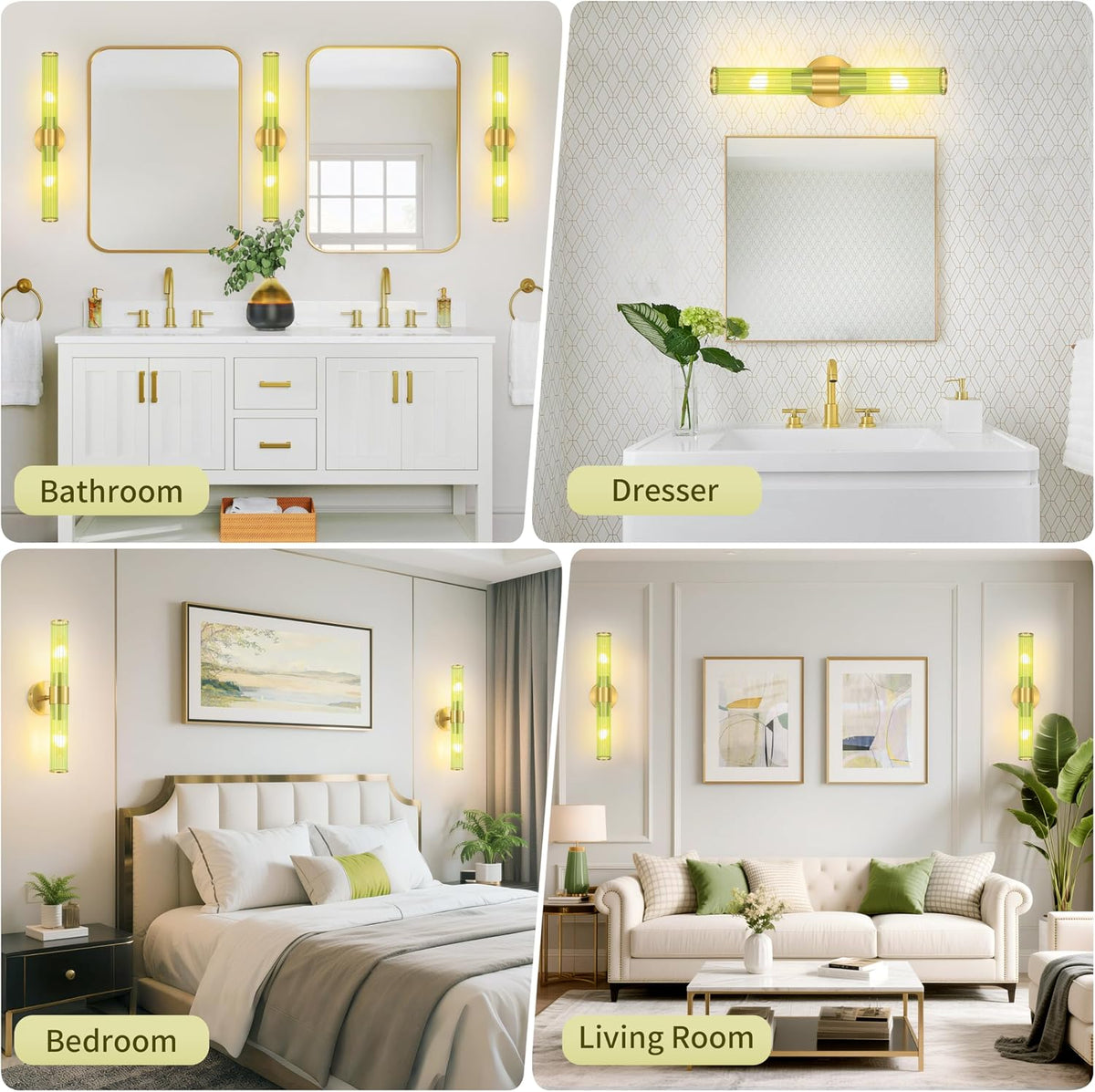 Morauroral Gold Battery Operated Wall Sconces Set of 2, Rechargeable Wall Lights with Remote Control, 20 Inch Modern