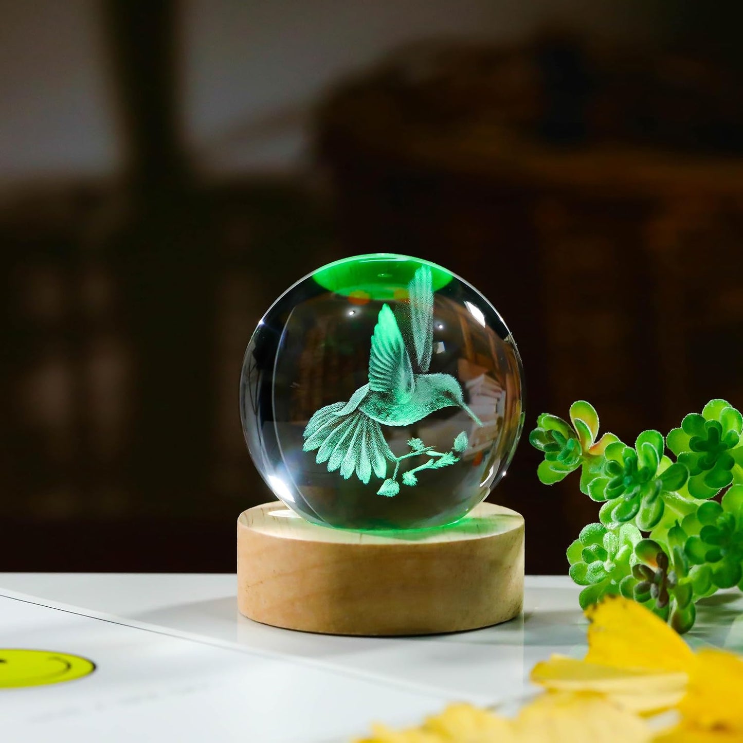 Figurine Glass Animal Decor / Hummingbird