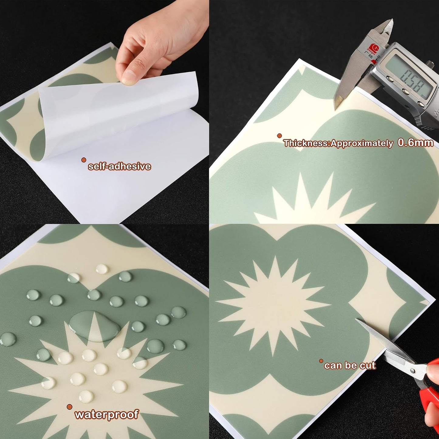 Self Adhesive Wall Tile Decal / 7.87 x 7.87 / Set of 10