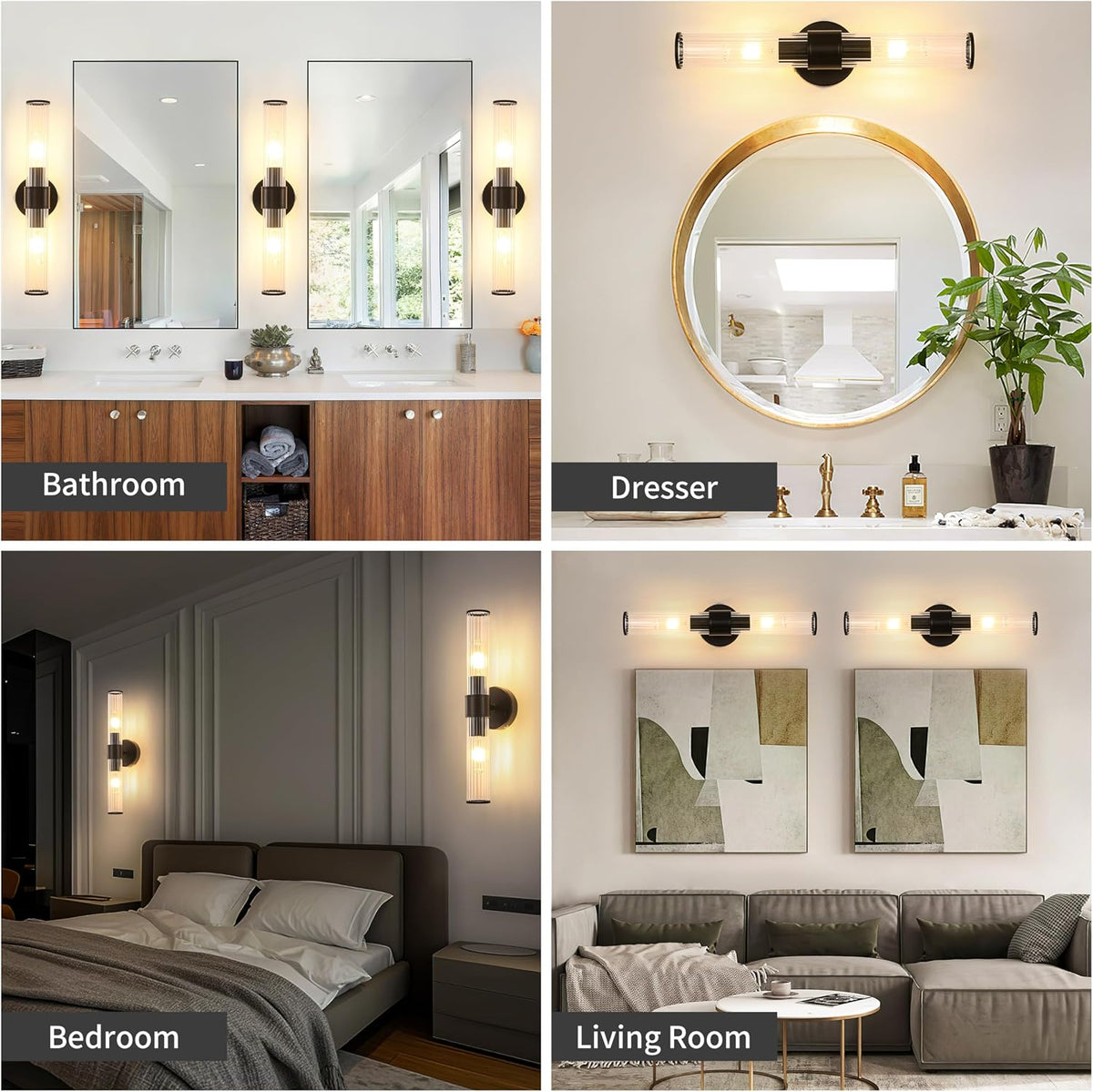 Morauroral Black Battery Operated Wall Sconces Set of 2 | Rechargeable Wall Lights with Remote, 20 Inch Modern Wireless