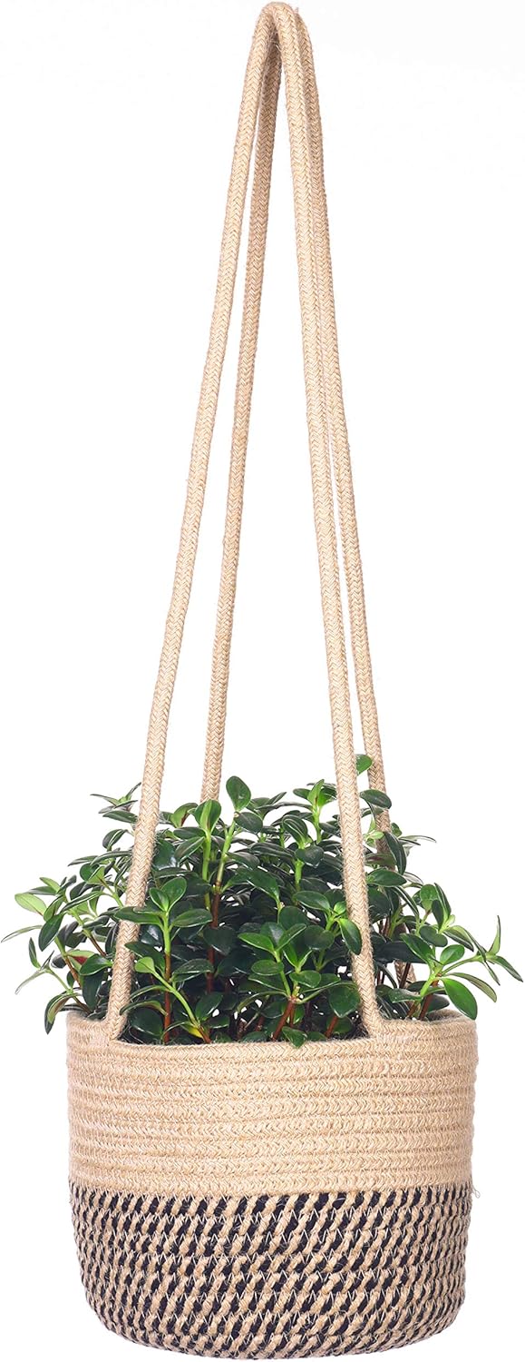 Hanging Planter Basket Rope Woven Plant Hangers Indoor Hanging Plant Holder Up to 7" Pot / Jute