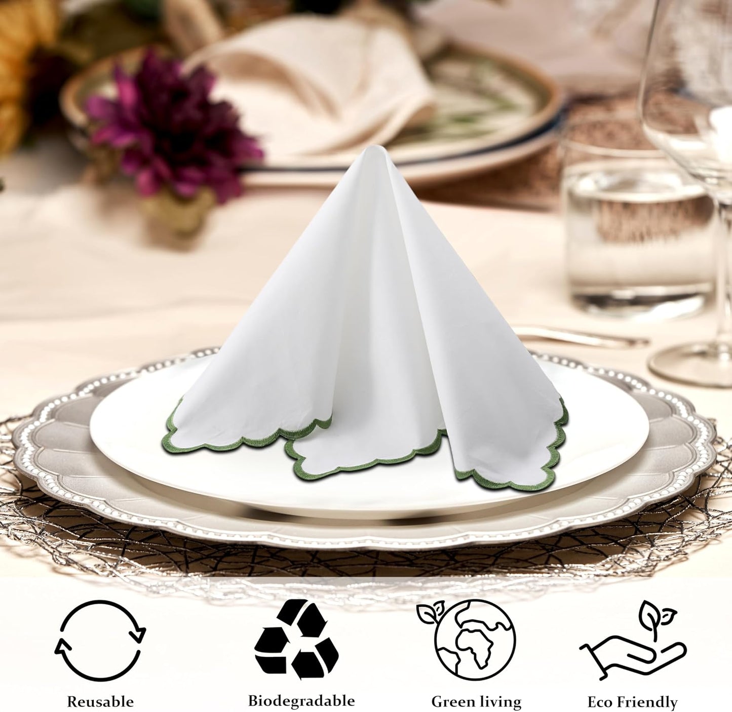 Cloth Napkins 100% Pure Cotton Farmhouse Wedding Dinner Napkins Gift for Spring, Easter, Valentine, Holiday, Everyday