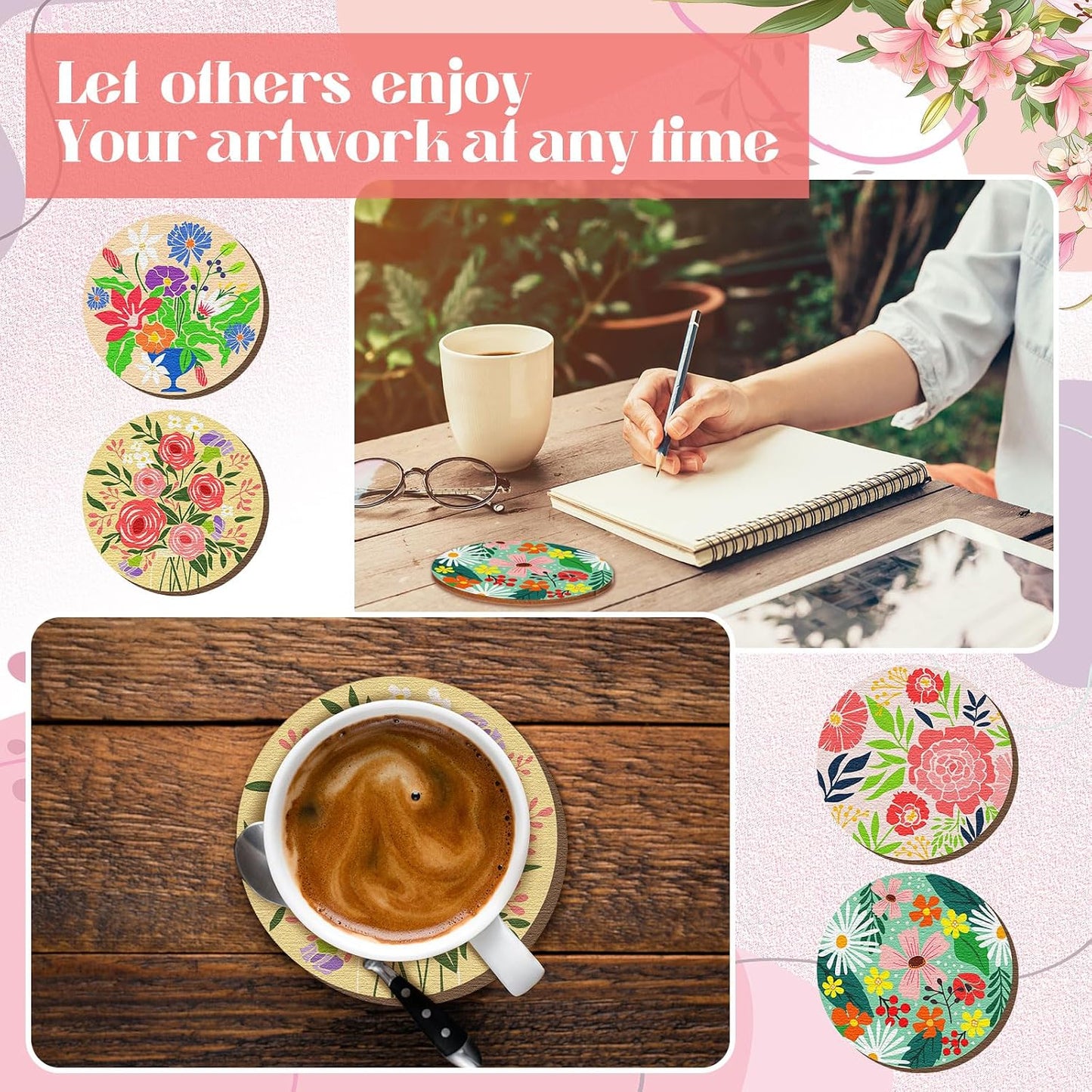 Markers and Holder / Flower / Set of 45