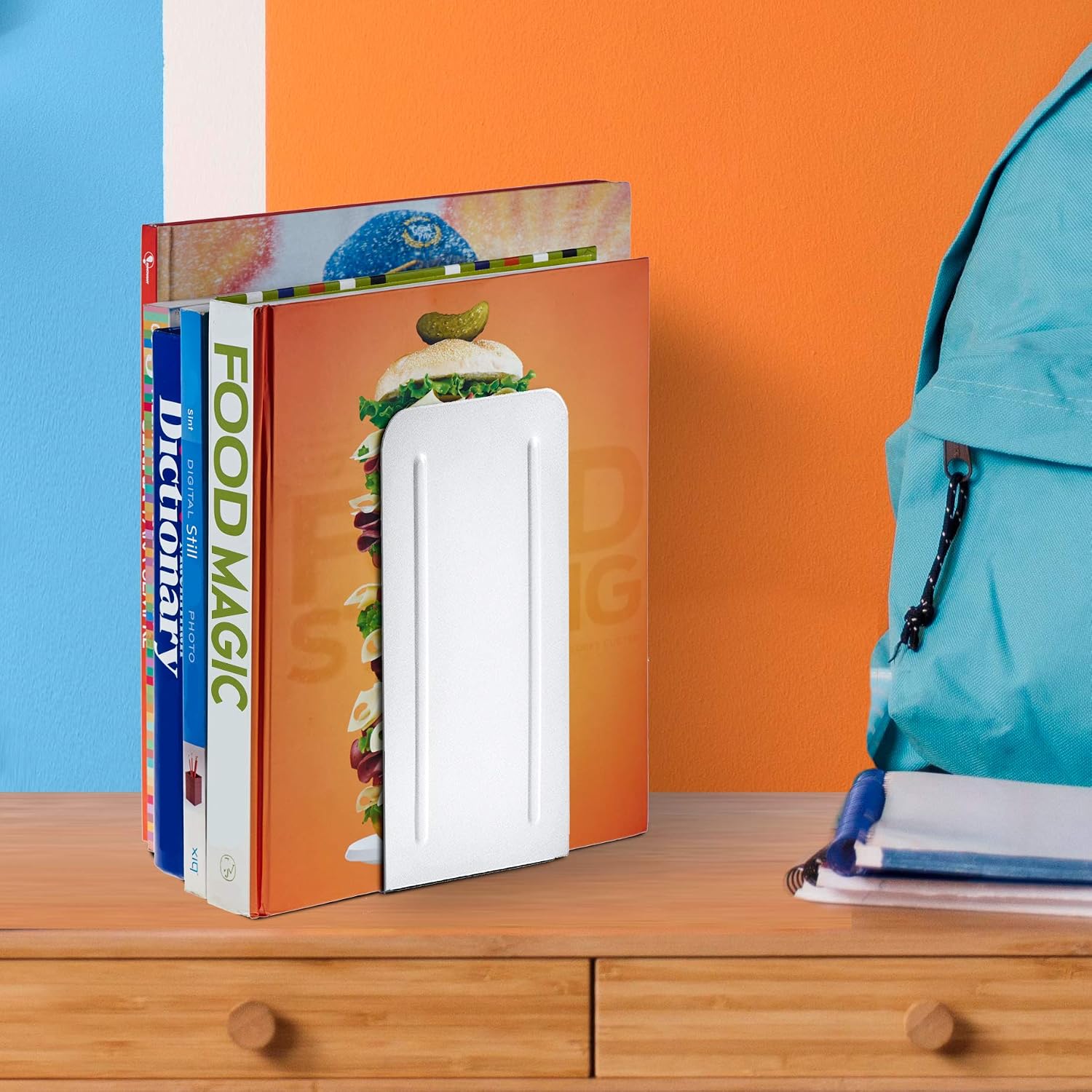 Heavy Duty Steel Metal Book Ends / White