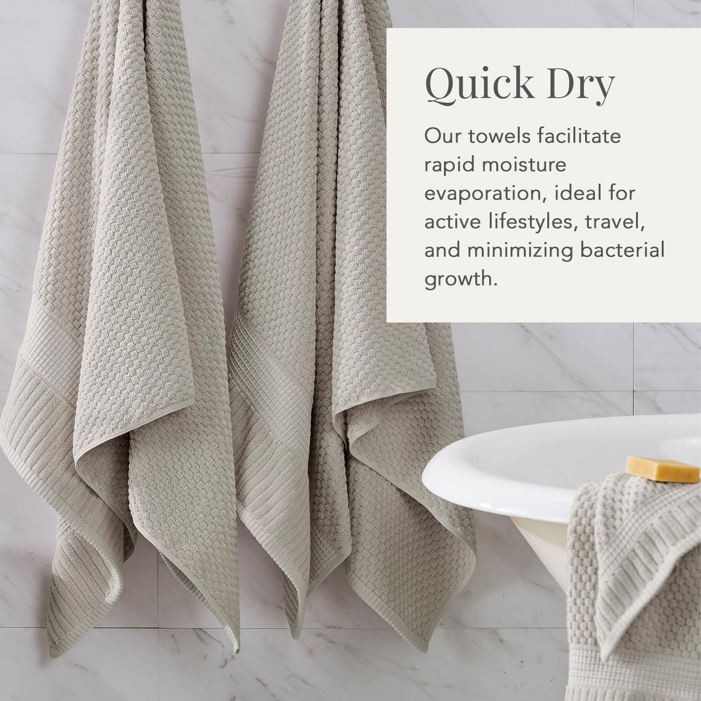 NY Loft 100% Cotton 4-Pack Bath Towel Set | Grey | Oeko-TEX | Quick-Dry | Four 30" x 52" Bath Towels | Super Absorbent