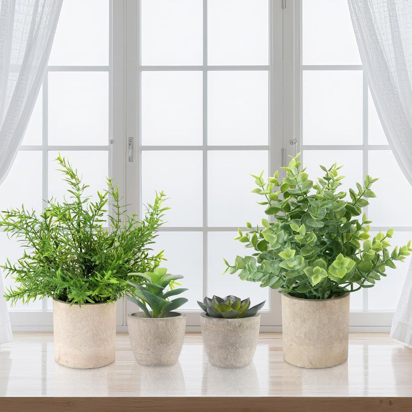Small Faux Plants / Green-4pc / Set of 4