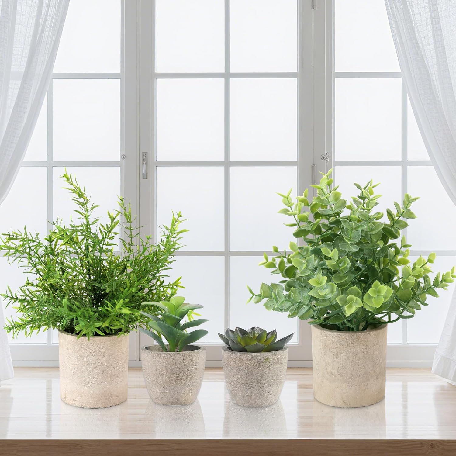 Small Faux Plants / Green-4pc / Set of 4