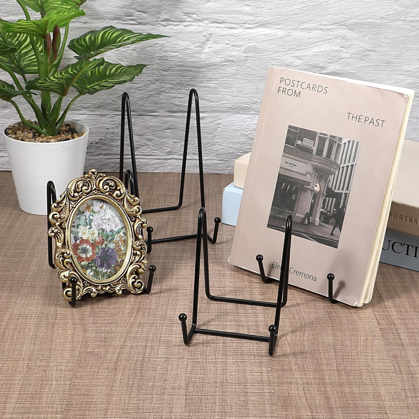 Metal Plate Display Stand Durable Picture Frame Stand / Black / 4.1 Inch / Set of 24