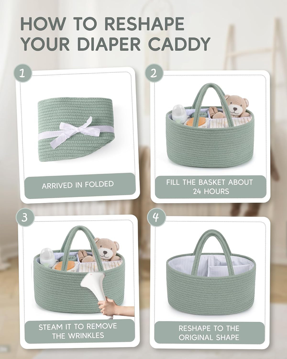 Diaper Caddy Organizer for Baby / Large / Green