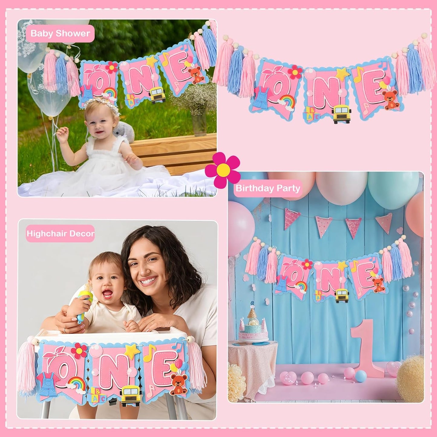 Girls 1st Birthday High Chair Banner English Teacher 1st Birthday Decorations Girls Highchair Wood