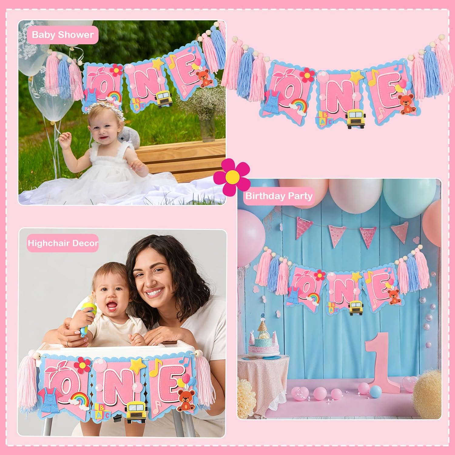 Girls 1st Birthday High Chair Banner English Teacher 1st Birthday Decorations Girls Highchair Wood