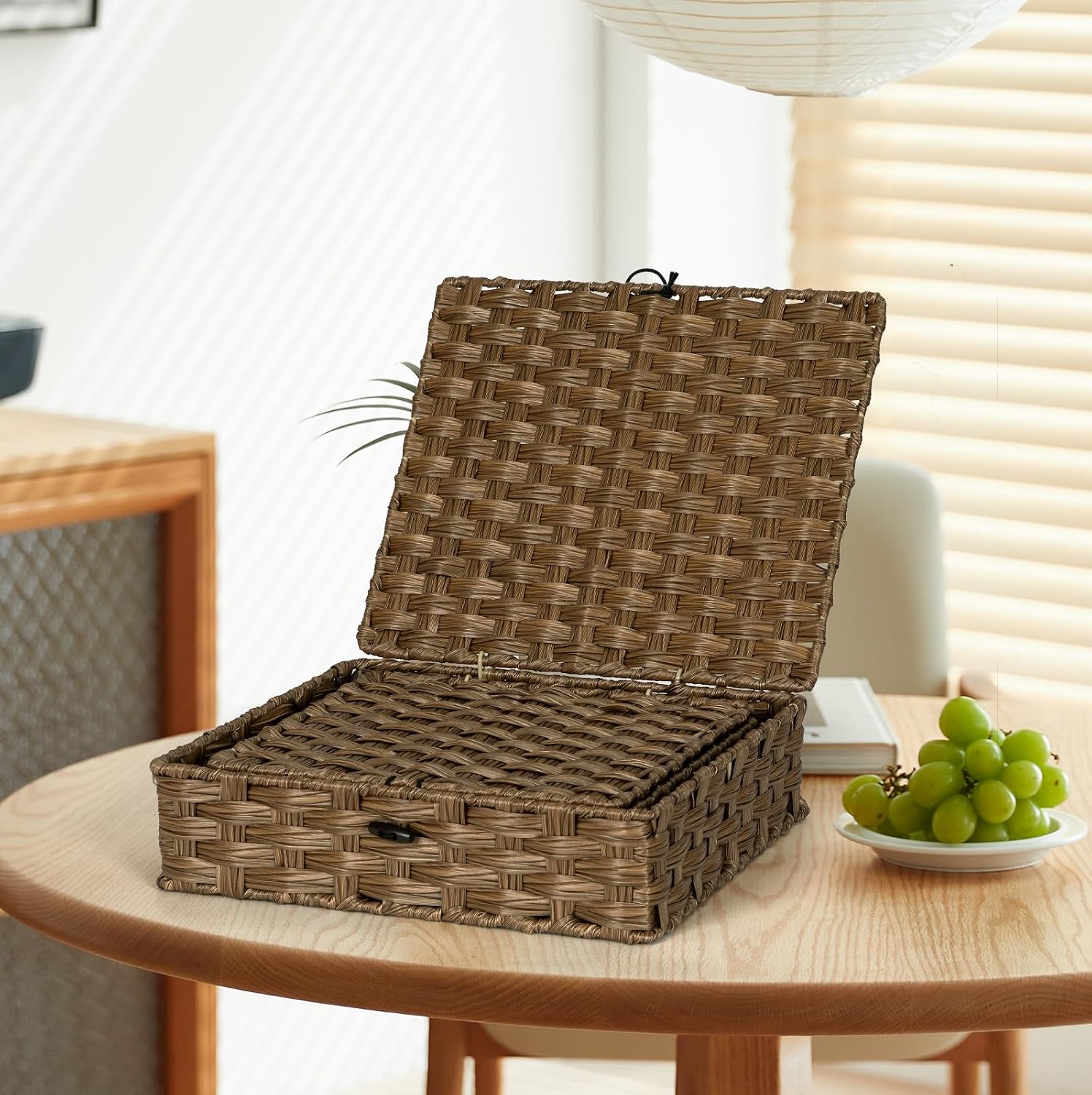 Woven Rattan Organizer Bins / Brown / Set of 2