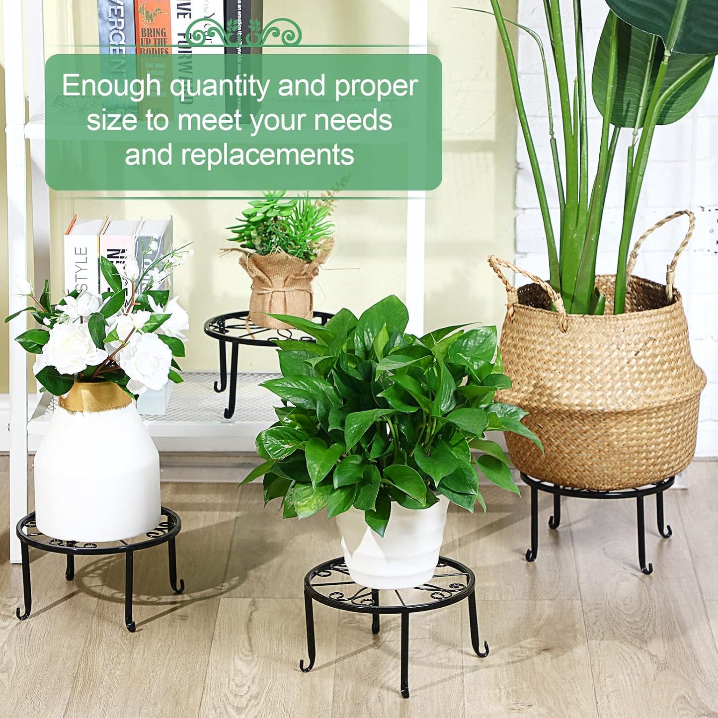 Maitys 12 Pack Metal Plant Stands Outdoor Indoor Heavy Duty Flower Potted Holder Anti-Rust Plant Pot Shelf Round Flower