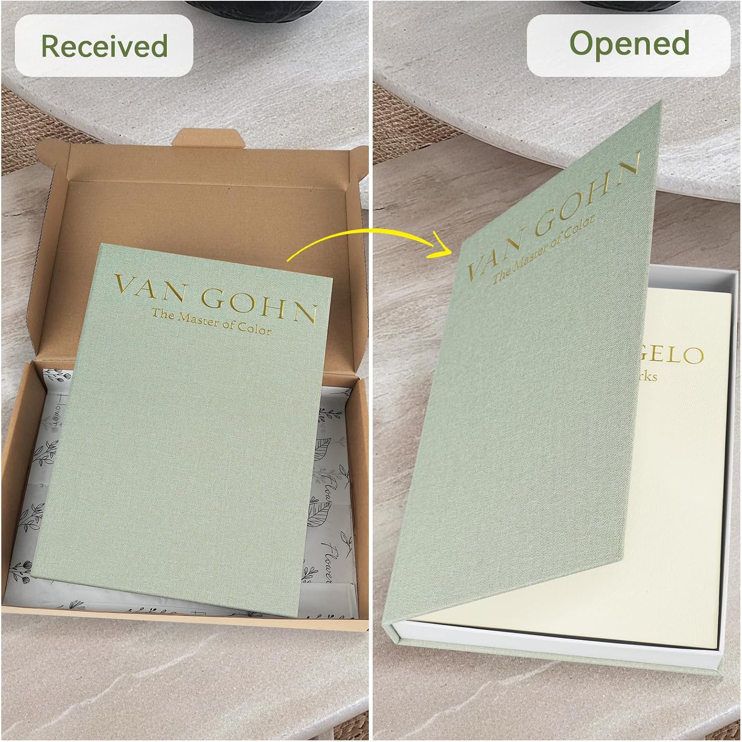Minimalist Linen Hardcover Faux/Fake Books / Sage-beige / Artist / Set of 2