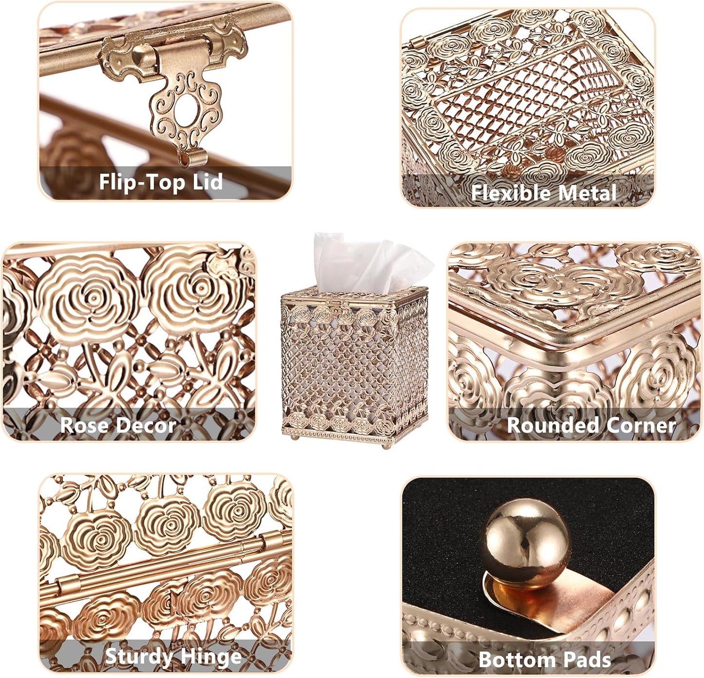 Metal Tissue Holder / Gold / 5 x 5 x 5.8