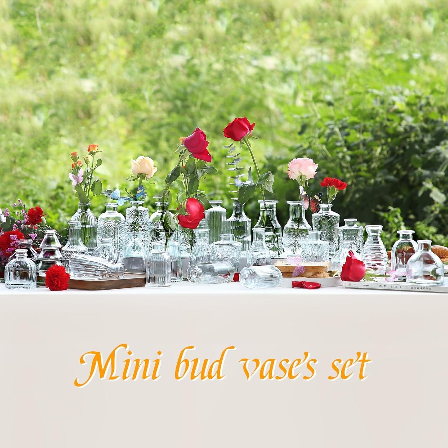 Glass Bud Vases in Bulk Pcs / Clear / Set of 30