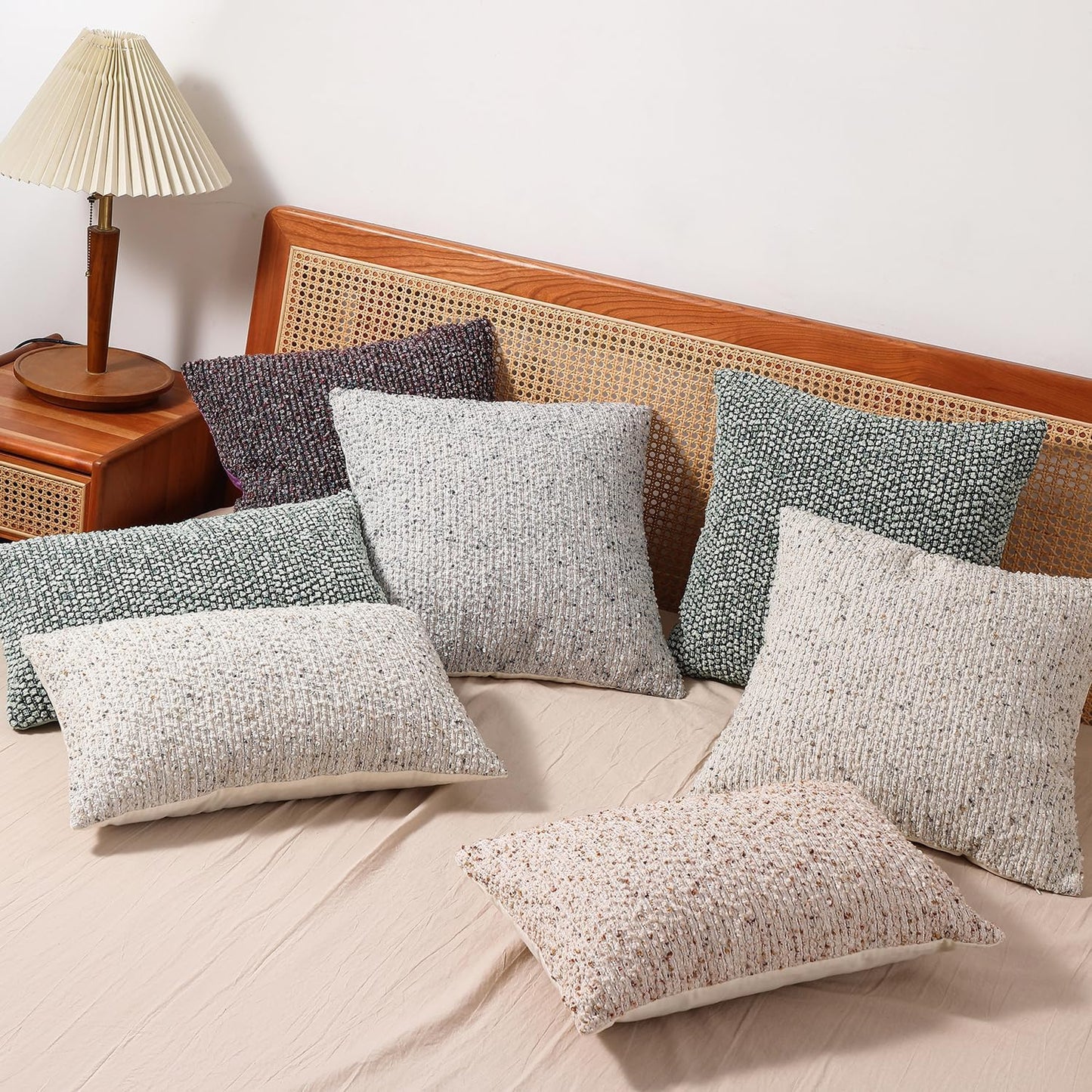 Striped Throw Pillow Covers Colorful PurpleTextured Boucle / Colorful Purple / 18 x 18 / Set of 2