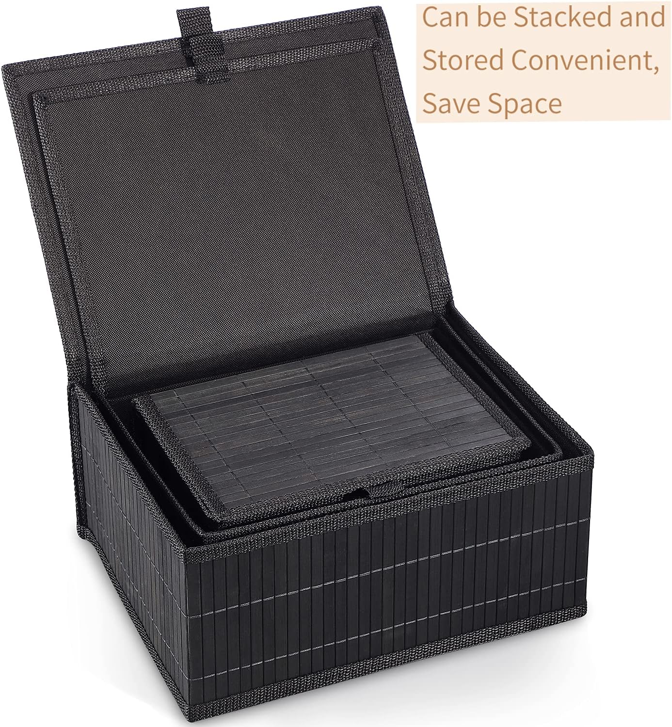 Woven Lined Storage Basket / Pure Black / Set of 3