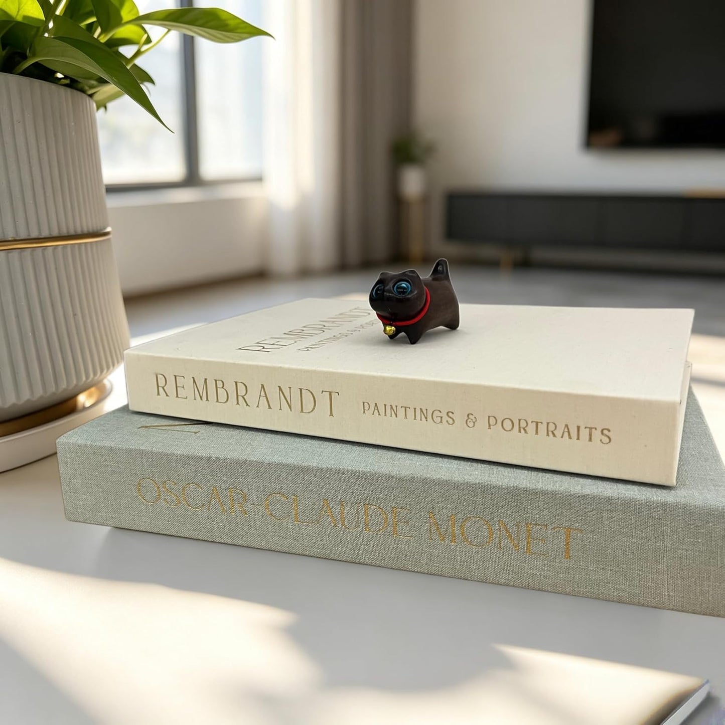 Linen Fake Book Decor / Sage/beige