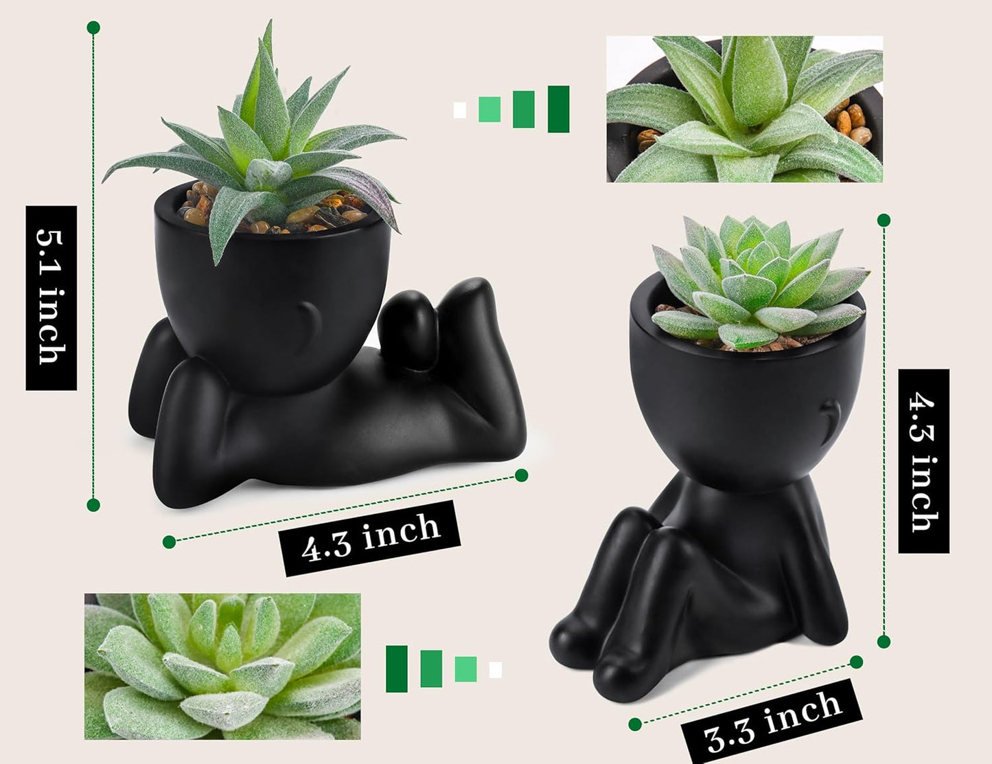 Fake Plants Artificial Succulent Plants / Black / Set of 2