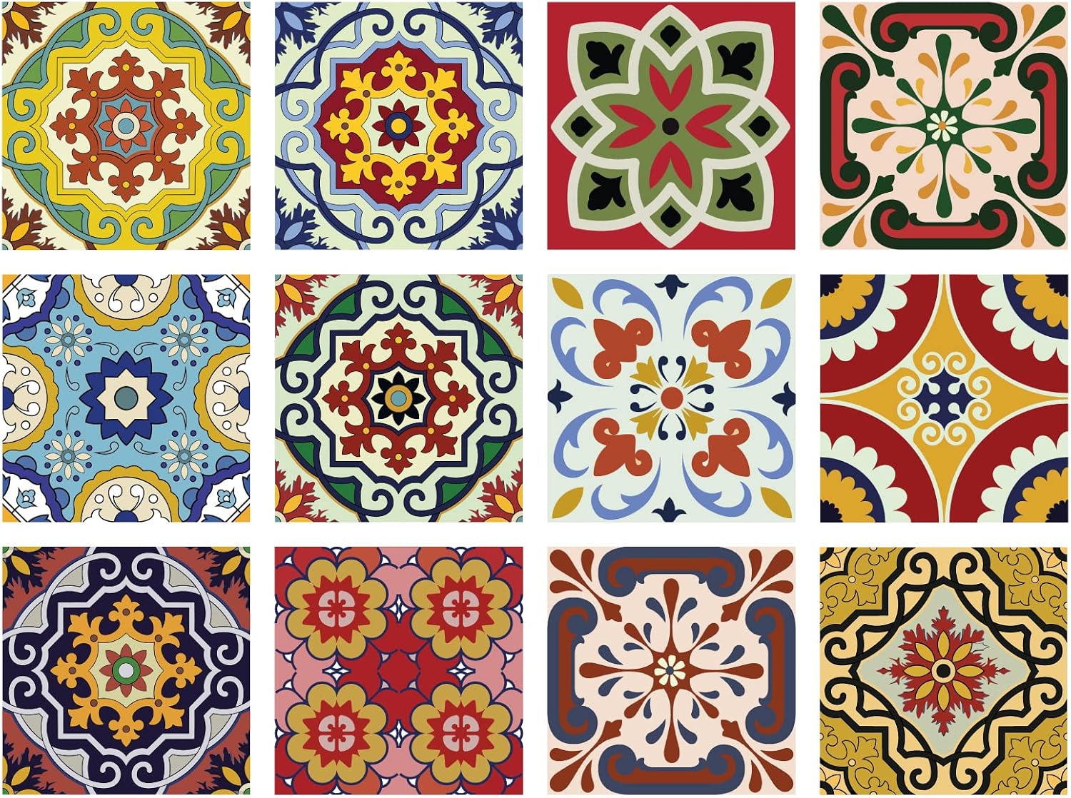 Tile Stickers 24 PC Set Authentic Traditional Talavera Tiles Stickersl Bathroom & Kitchen Tile