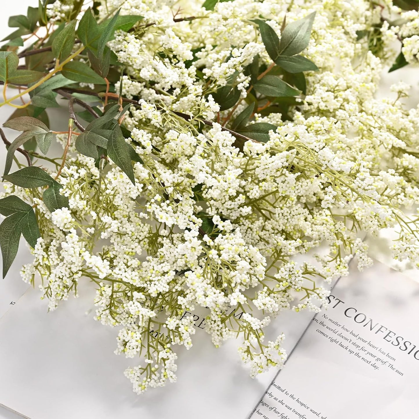 Faux Berry Stems for Vase / White / 43in / Set of 3
