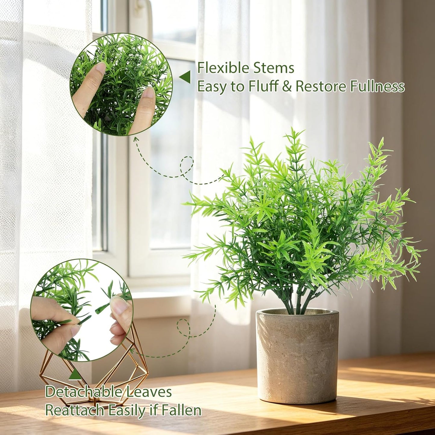 Mini Potted Artificial Plants Eucalyptus Rosemary / Set of 4