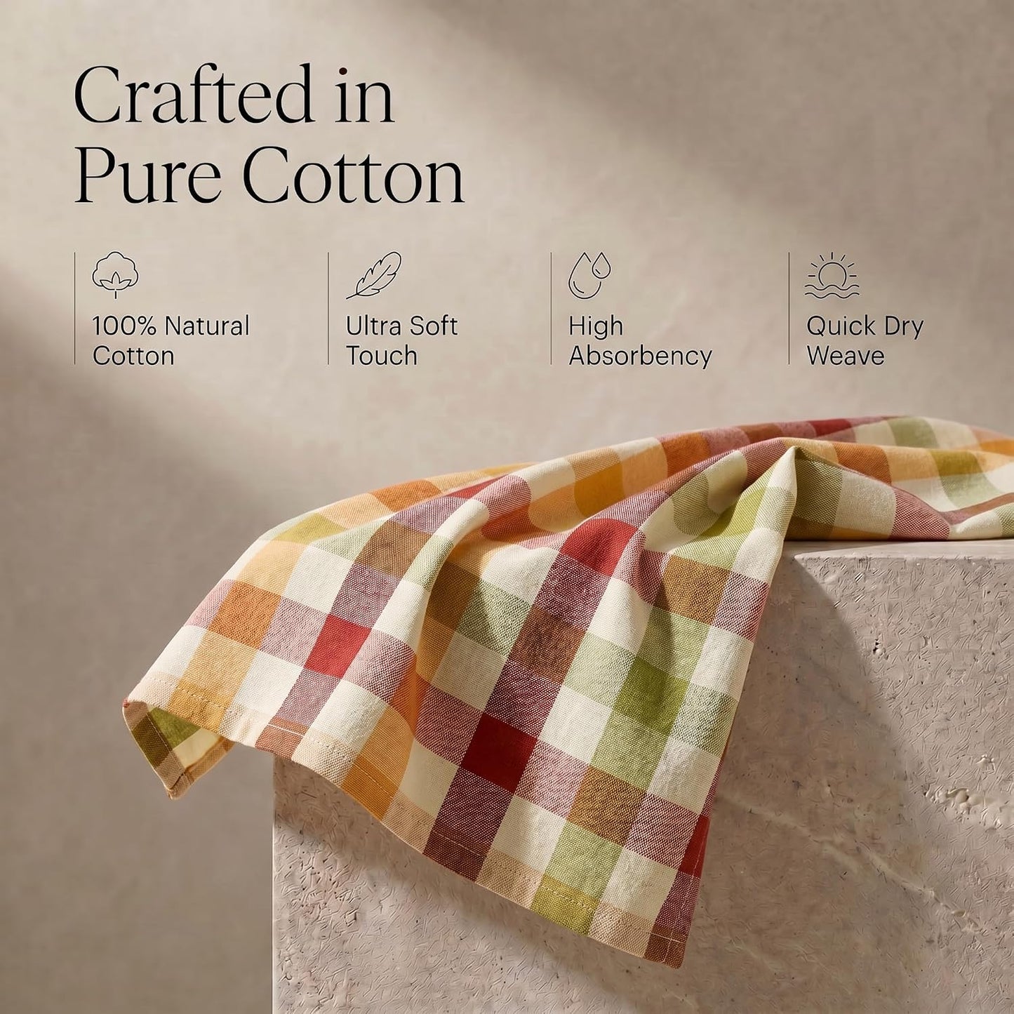 Urban Villa Kitchen Towels Cotton Dish Towels 20”x30” (Set of 6) Harvest