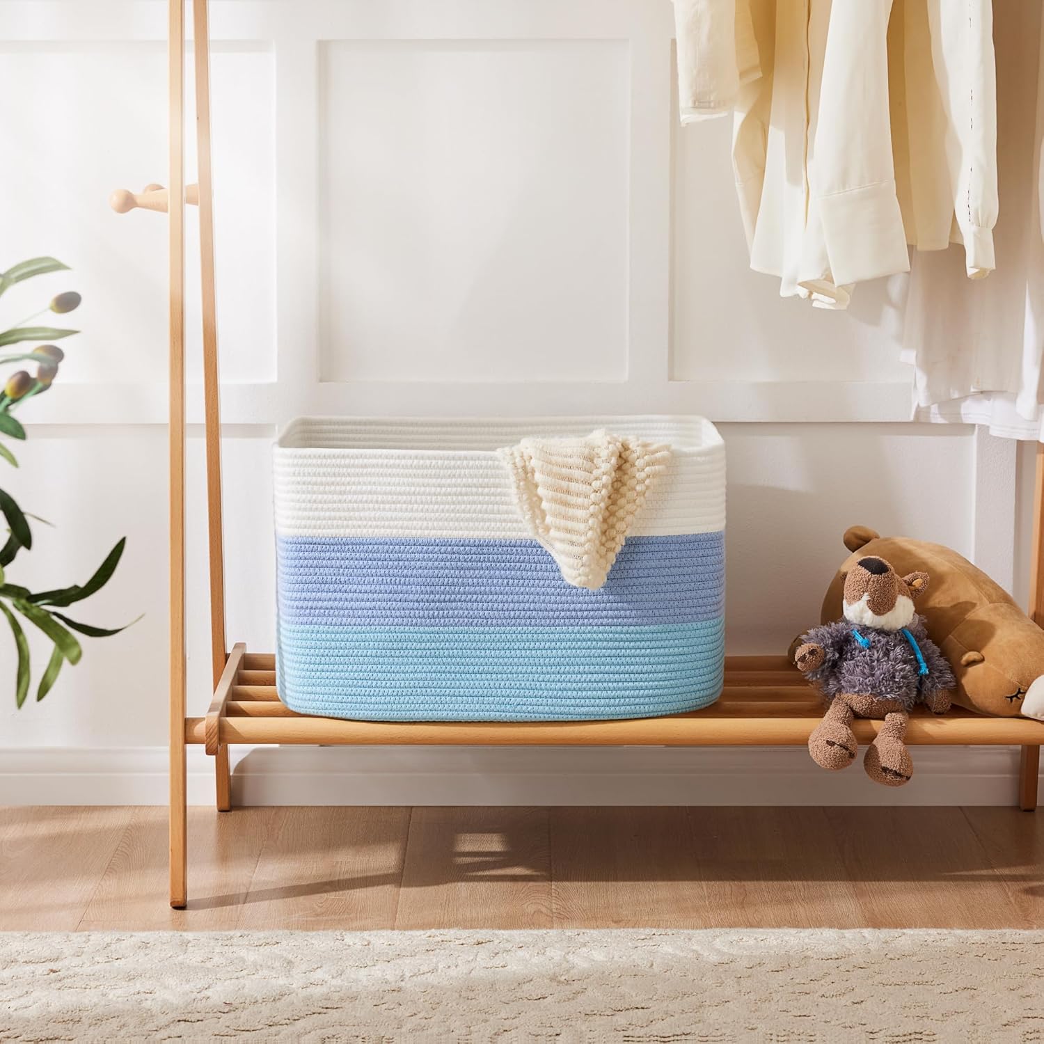 Rectangle Woven Baskets for Storage / Blue / 30L