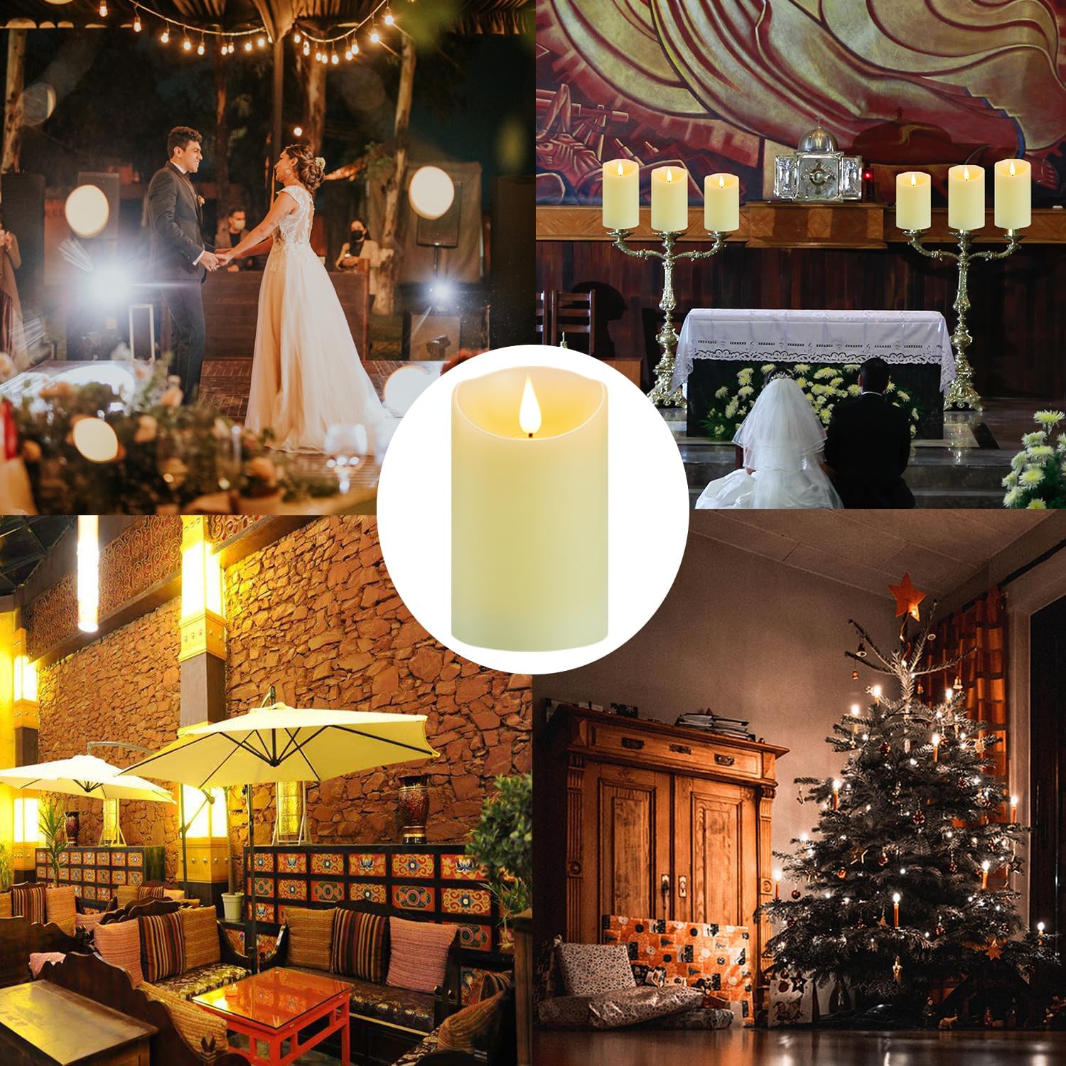 Flameless Candles with Rechargeable Battery, 3" x 4", Set of 2, Electronic Candles with Remote and Timer, led Pillar