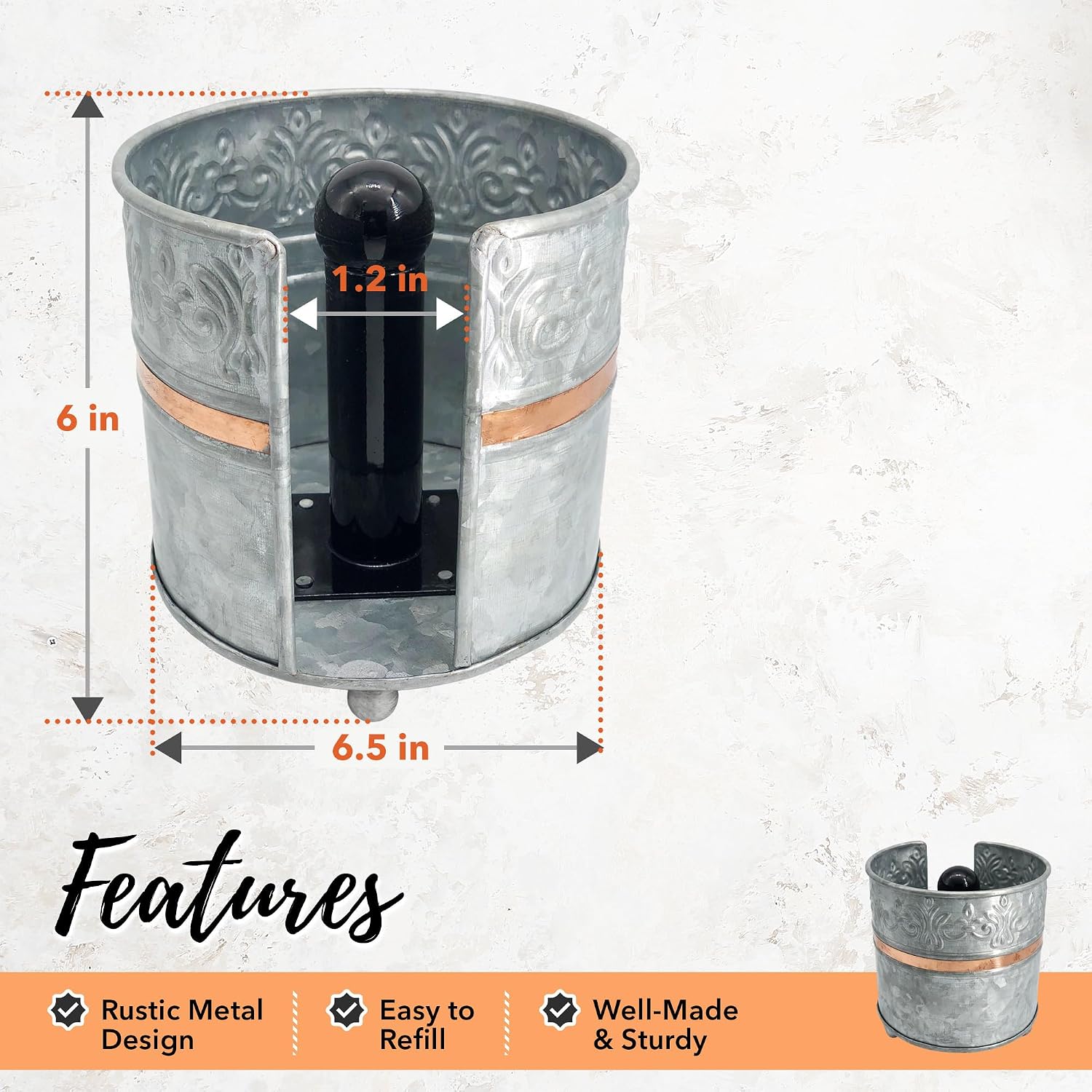 Autumn Alley Farmhouse Galvanized Kitchen Paper Towel Holder – Vintage Style Weighted Countertop Design – Rustic Warm