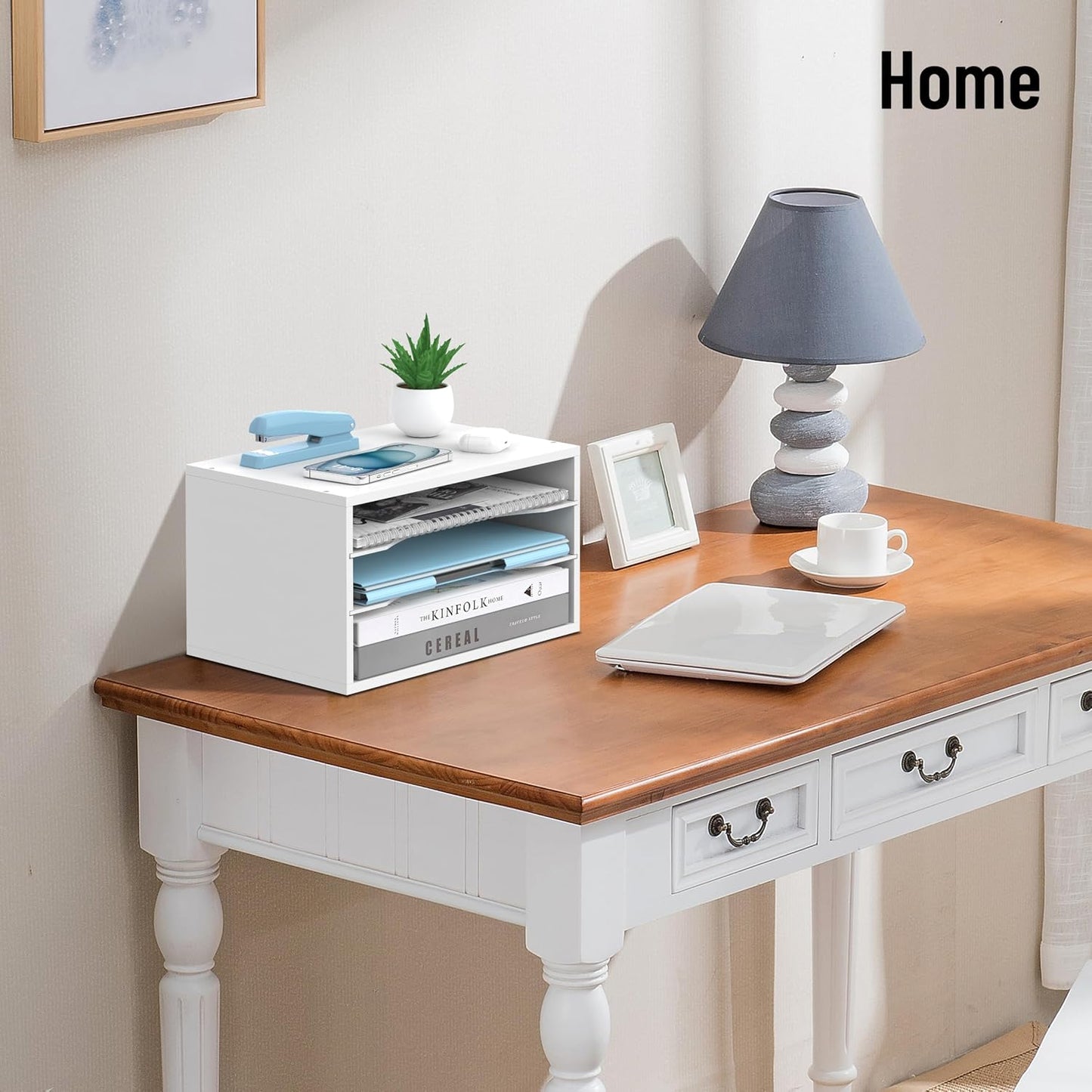 3-Tier Paper Organizer for Desk, Adjustable Mail Organizer, White | 3-Tier Paper Organizer and Mail Organizer for Desk