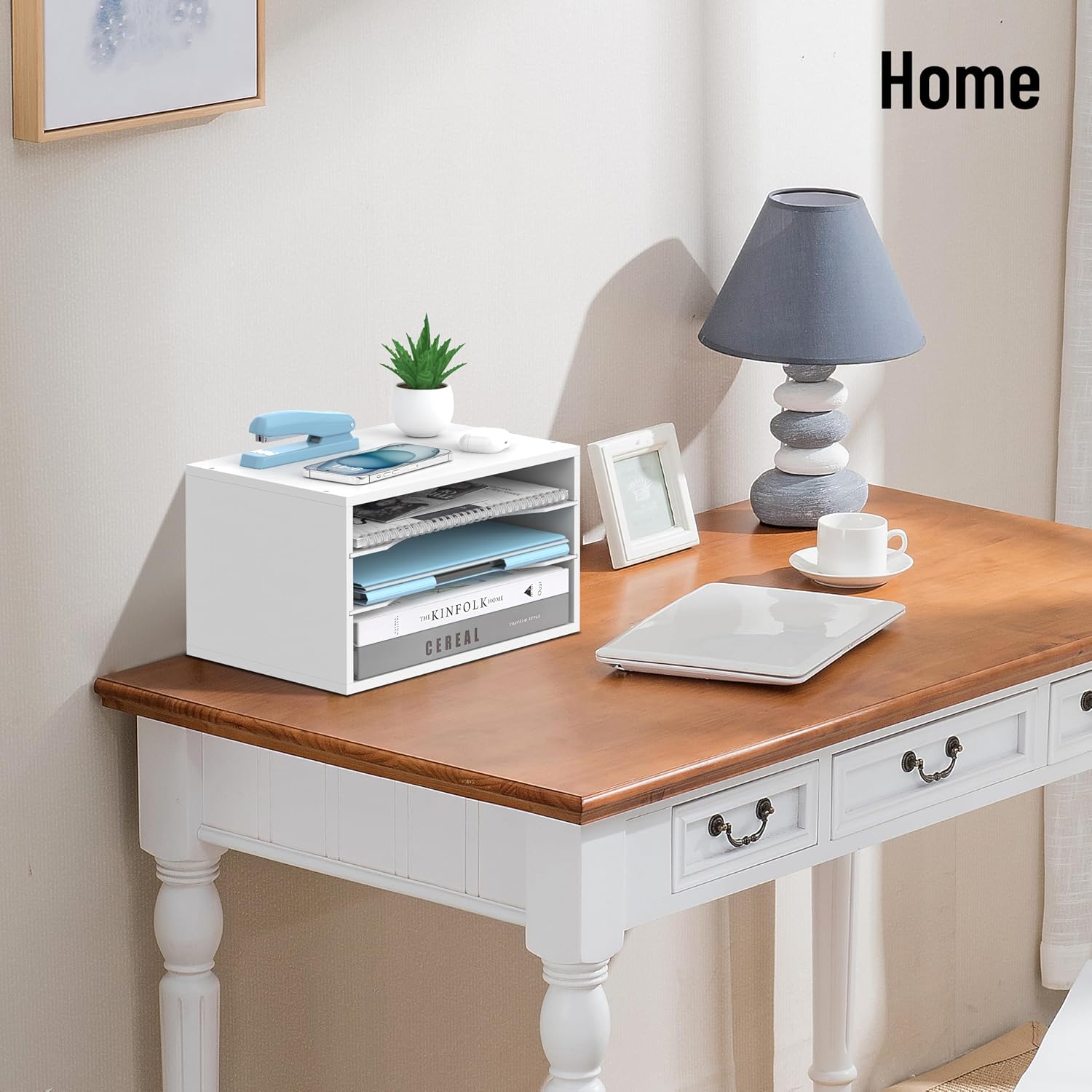 3-Tier Paper Organizer for Desk, Adjustable Mail Organizer, White | 3-Tier Paper Organizer and Mail Organizer for Desk