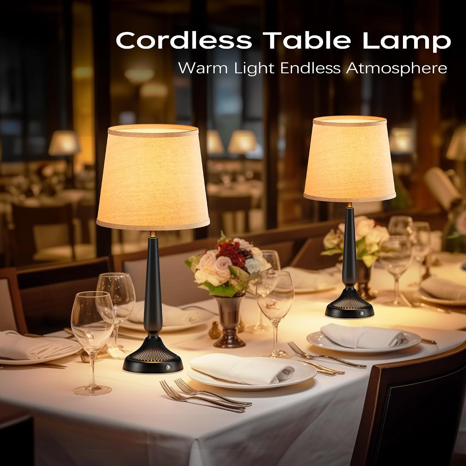 Cordless Table Lamp, 5000mAh Battery Rechargeable Touch Lamp, 3-Level Brightness Bedside Lamps, Modern Black Iron