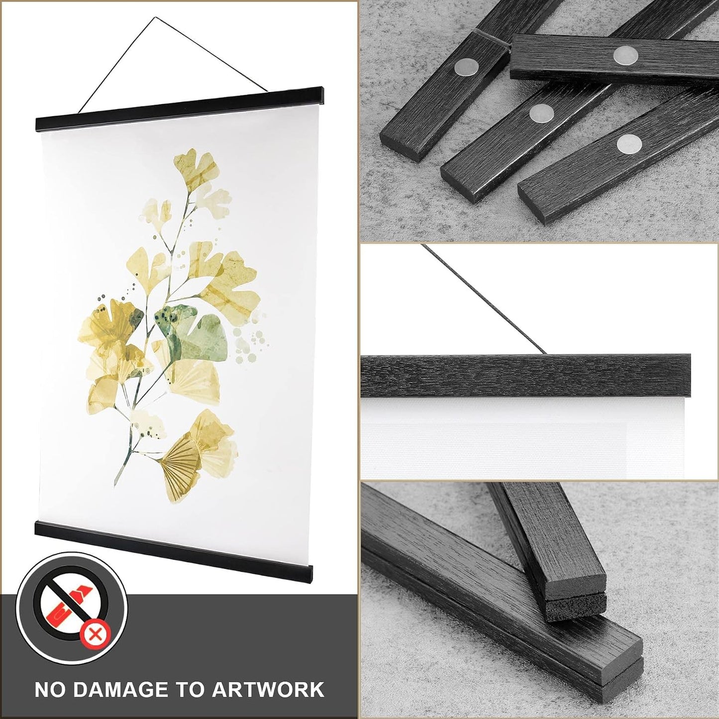 WITCOLOR Magnetic Poster Hanger Frame, Black Magnet Poster Frame 18x24 18x12 18x18 for Posters, Paintings, Photos