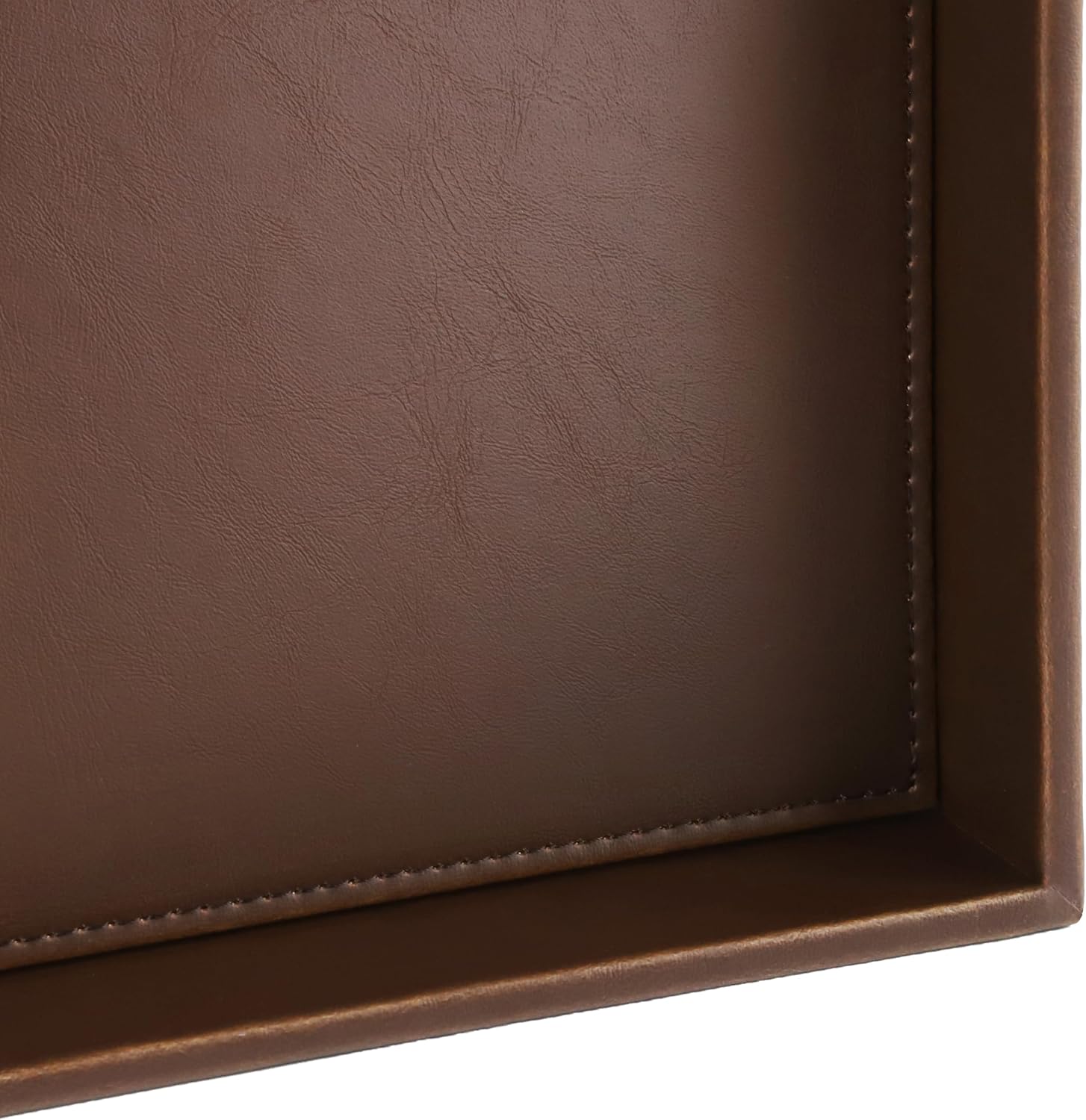 Faux Leather Vanity Tray / Brown / 10 x 10 x 1.8