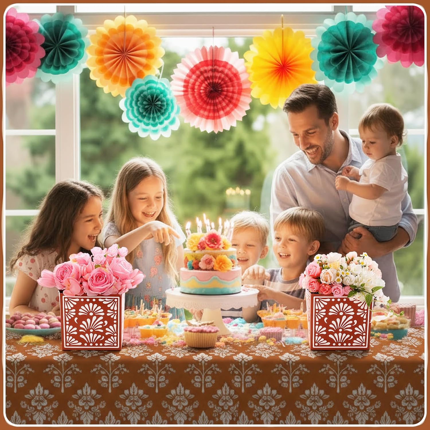 Platos De Barro Mexican Flower Boxes Mexicanos Cielito Lindo Party Centerpiece Decoration / Set of 6