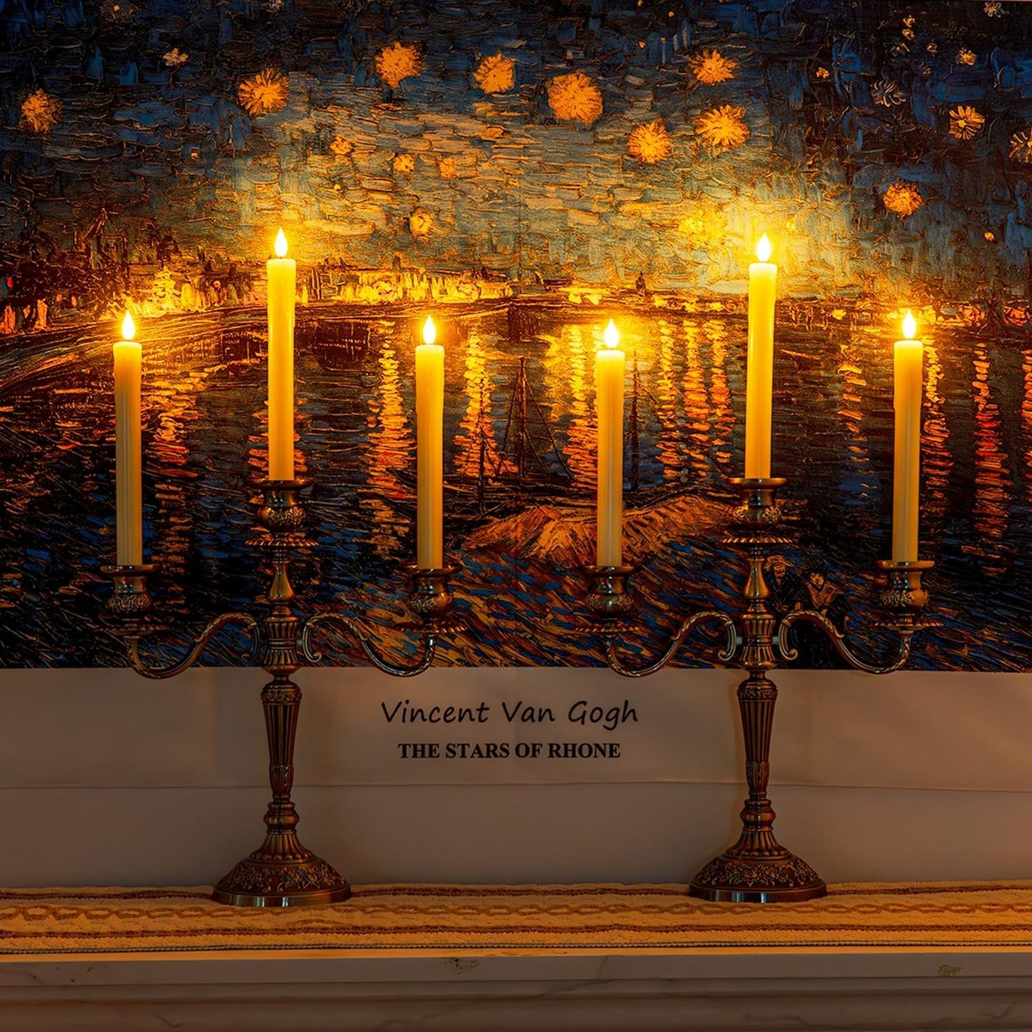 Homemory 12 Pcs Real Wax Flameless Taper Candles with Remote Timer and Dimmer, Battery Operated Candlesticks with