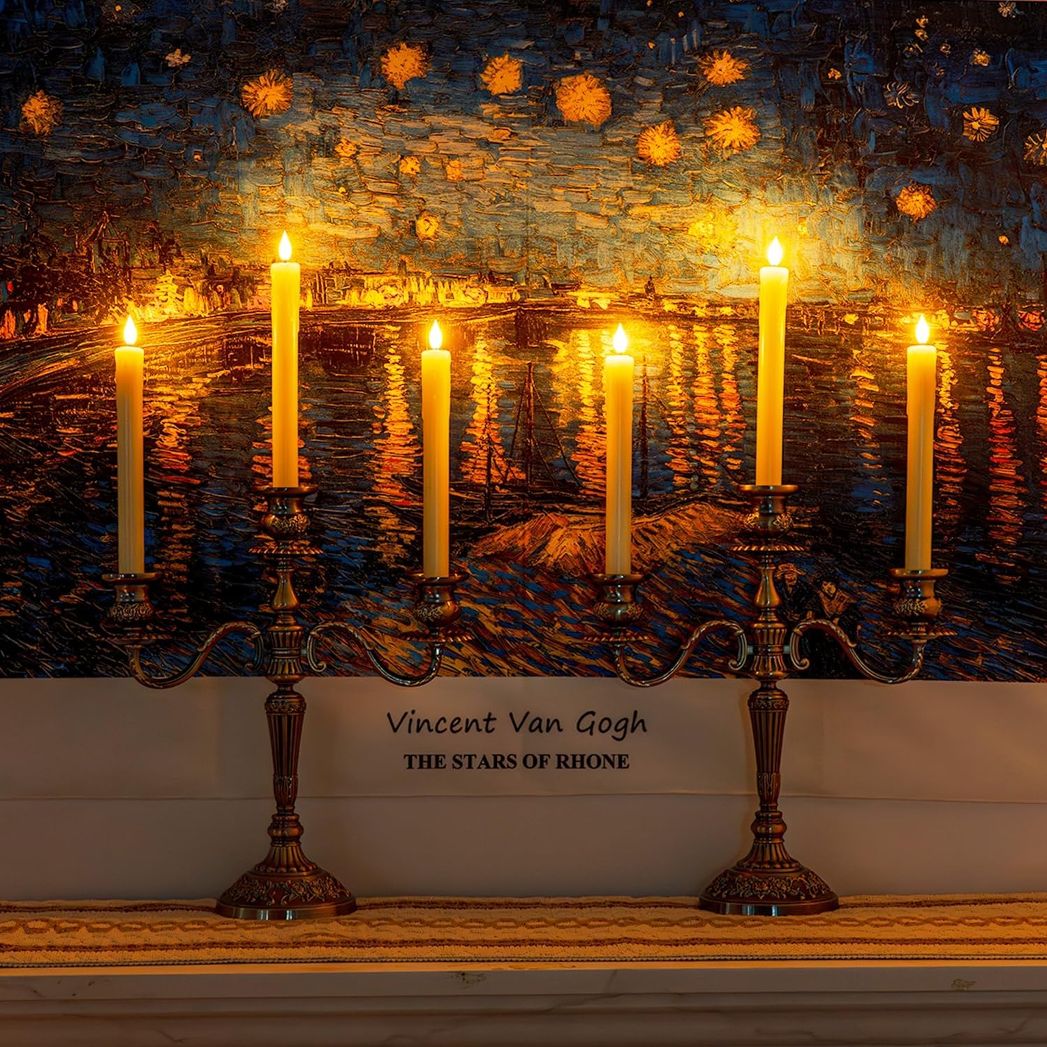 Homemory 12 Pcs Real Wax Flameless Taper Candles with Remote Timer and Dimmer, Battery Operated Candlesticks with