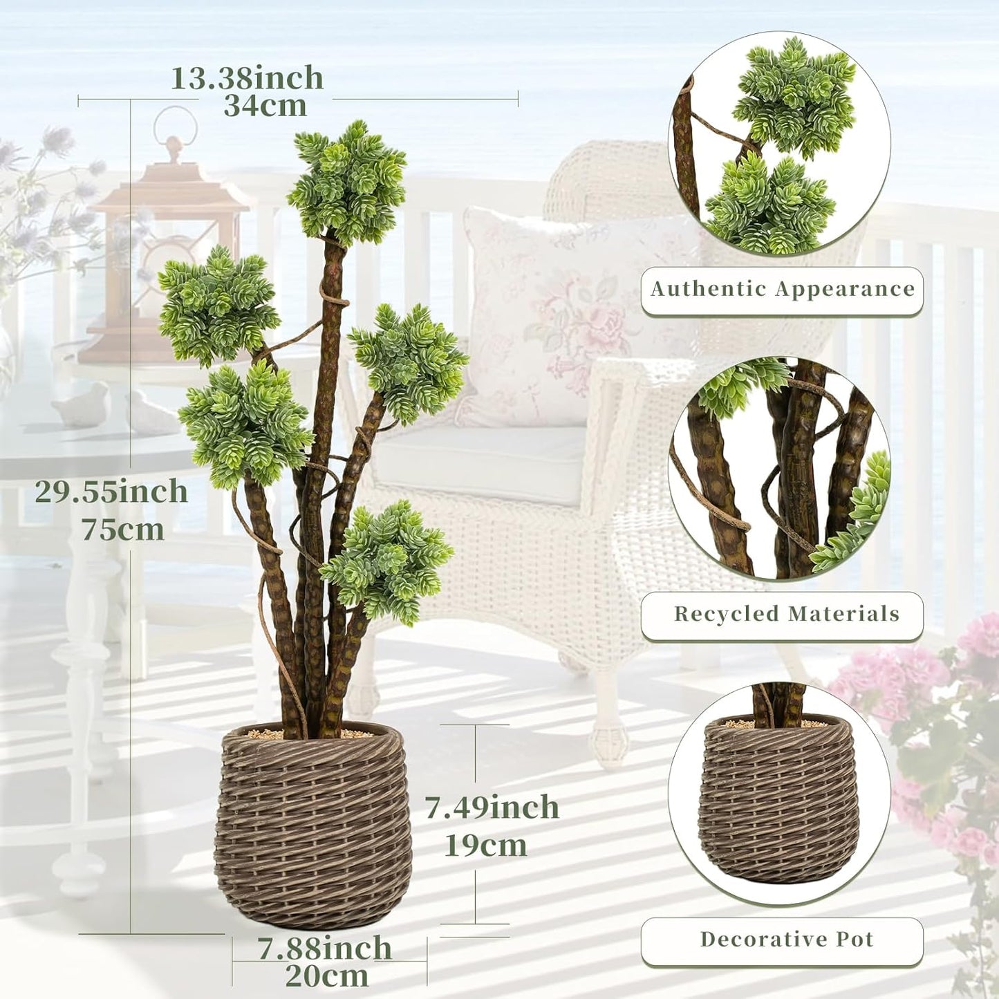 Artificial Plant / Large Faux Floor Plant / Succulents / Brown / 2.5 Inch / Set of 30