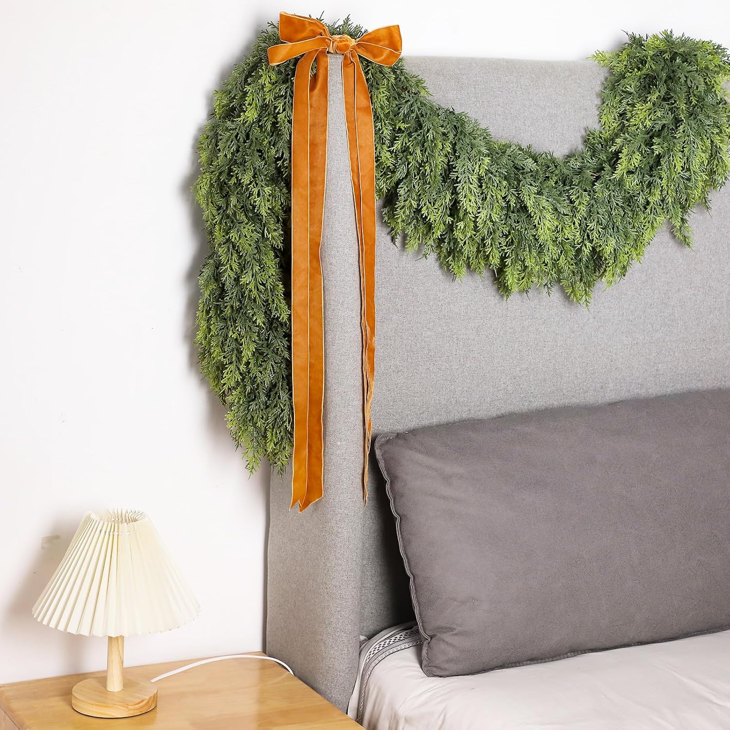 1 Pcs 15ft Christmas Artificial Cedar Garland Realistic Soft and Thickness Green Full Faux Cedar Pine Garland for