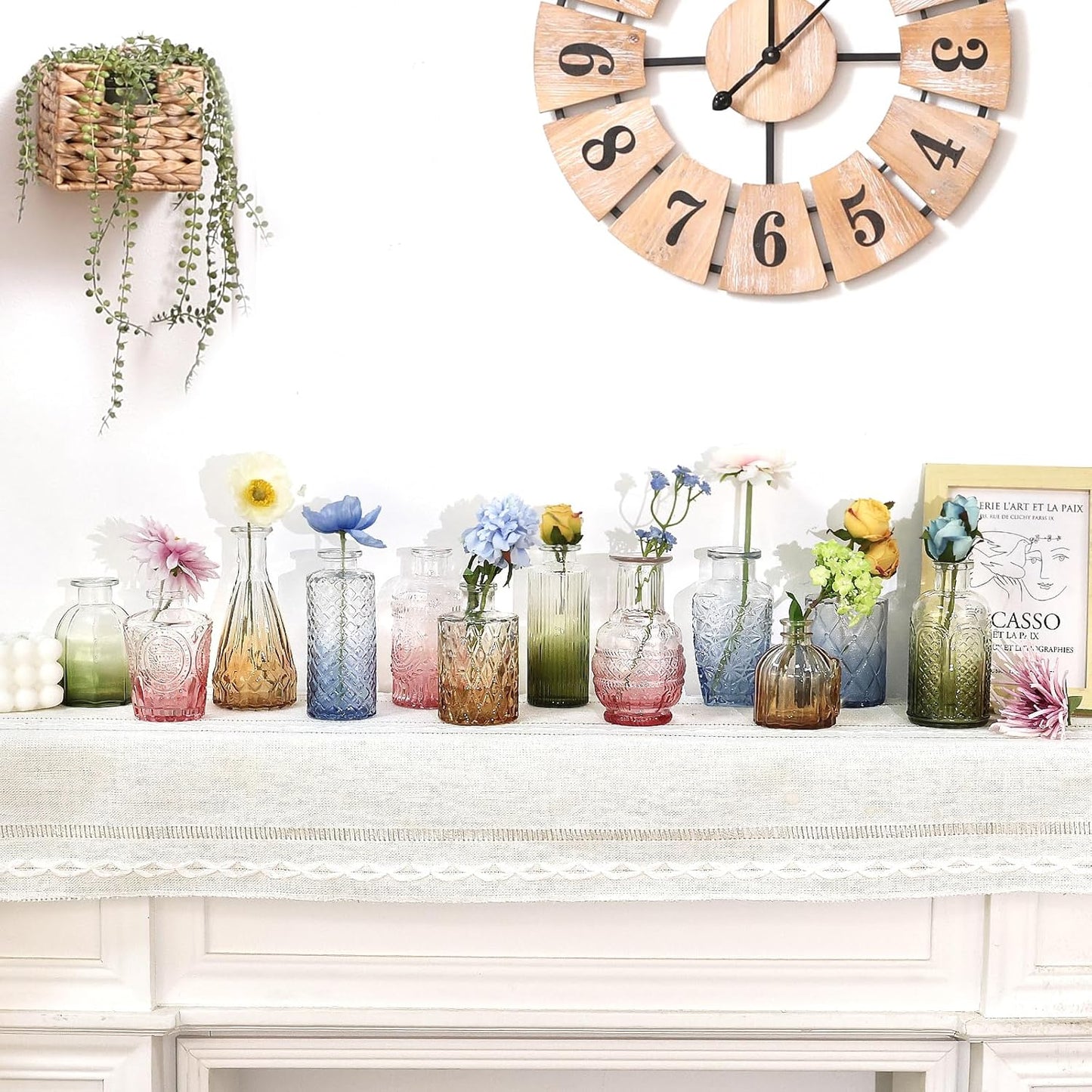 Colorful Glass Bud Vases / Multicolor / Set of 12