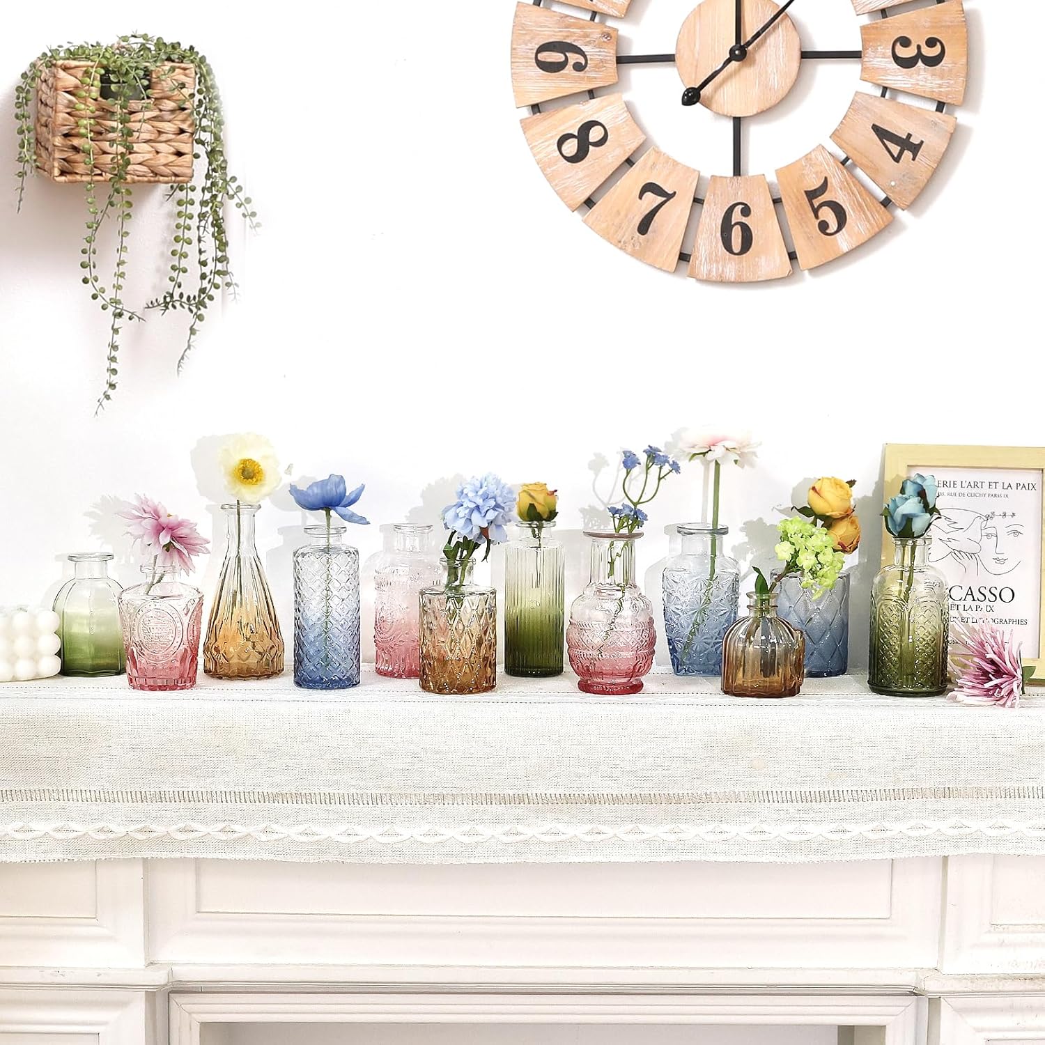 Colorful Glass Bud Vases / Multicolor / Set of 12