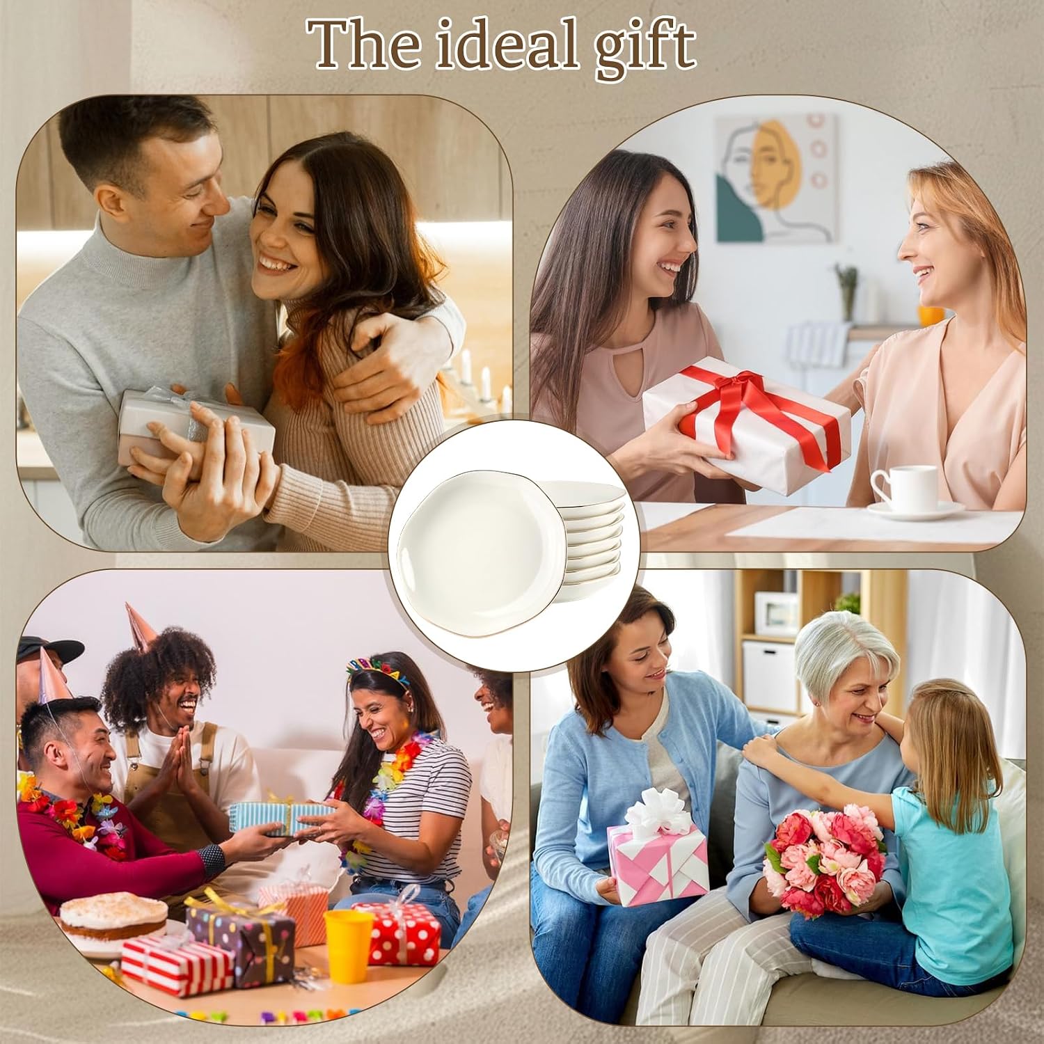 Ceramic Jewelry Tray Irregular Jewelry Dish for Women / White Irregular / Set of 8