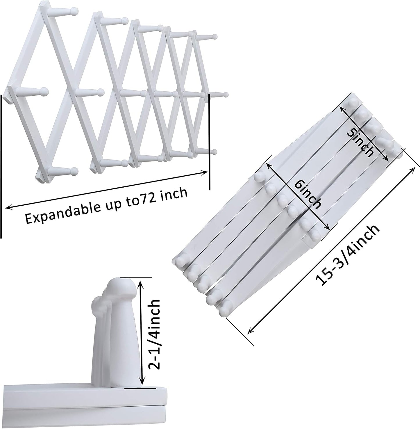 WEBI Accordion Wall Hanger,Expandable Wooden Coat Rack Wall Mounted,Accordion Hat Rack for Wall Rack for Hats,Caps,16