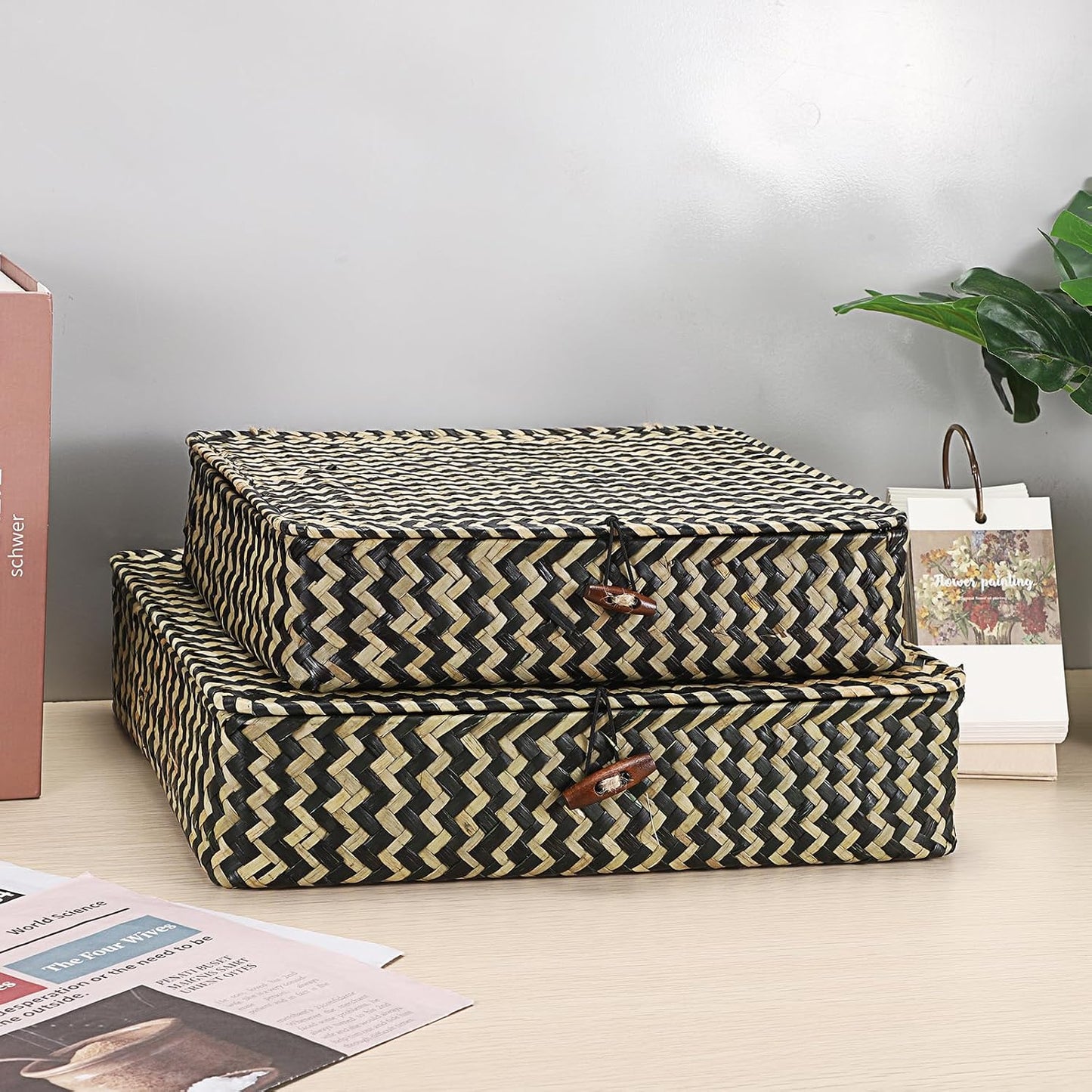 Woven Storage Basket / Small+large / Black